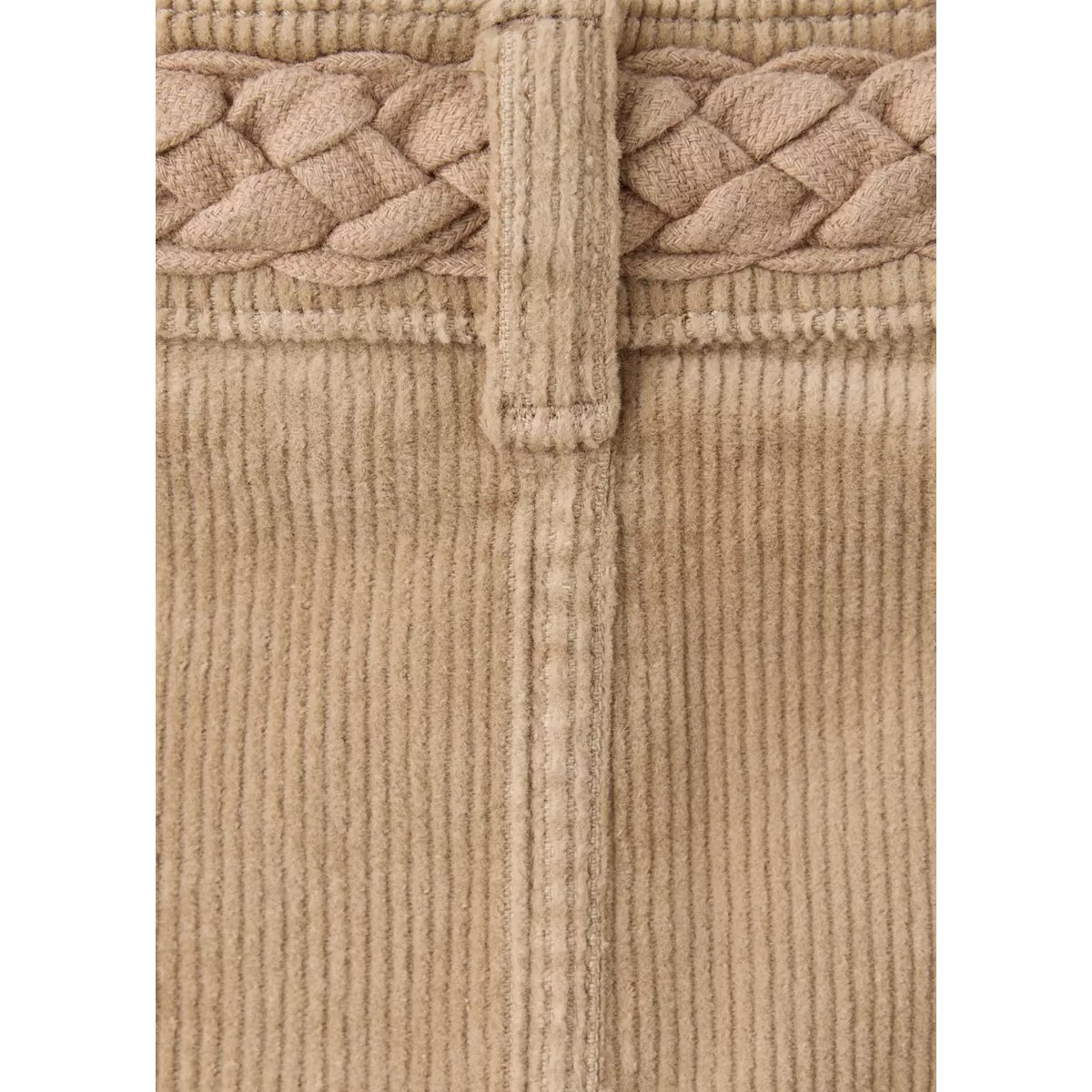 Jupe en velours côtelé à taille tressée beige, MANGO KIDS