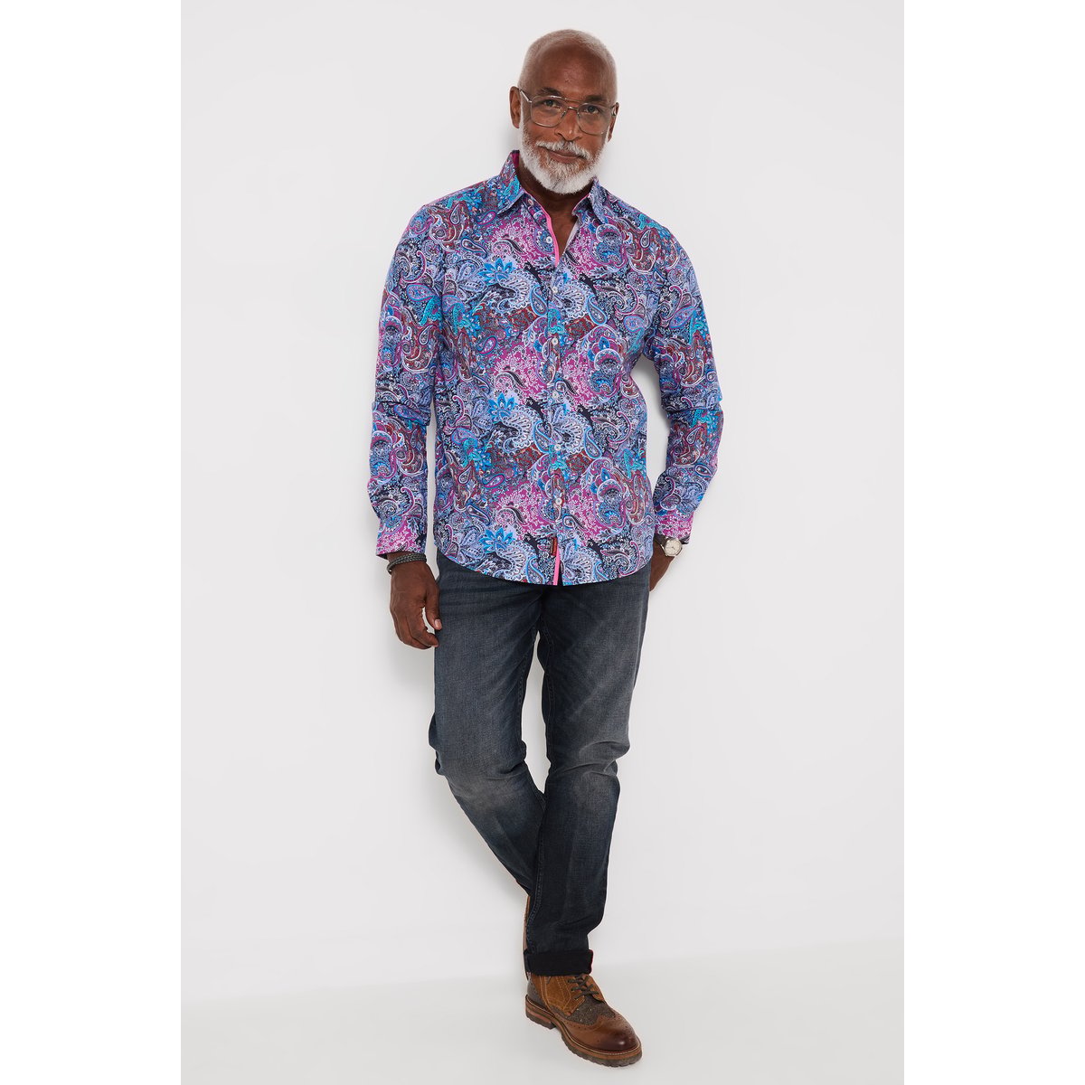 Chemise Parfaite Motif Cachemire bleu, JOE BROWNS