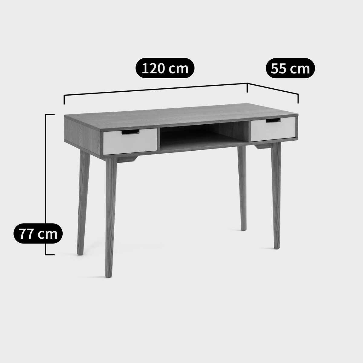 Jimi Vintage-Style Desk white/wood, LA REDOUTE INTERIEURS