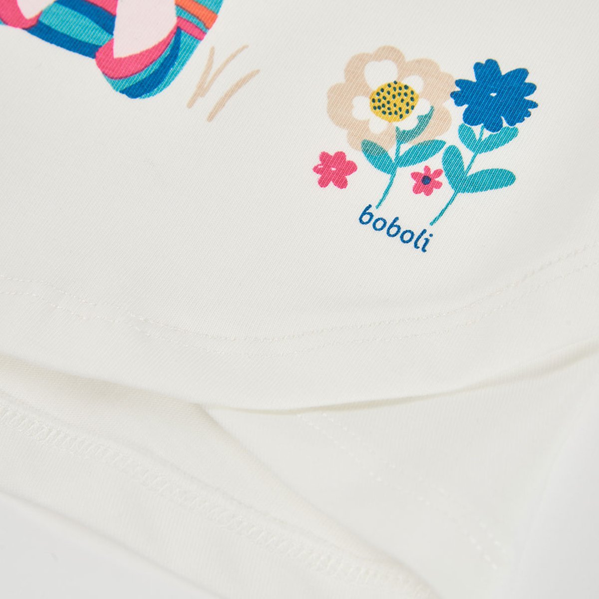 T-shirt fille en maille imprimé et renard blanc, BOBOLI