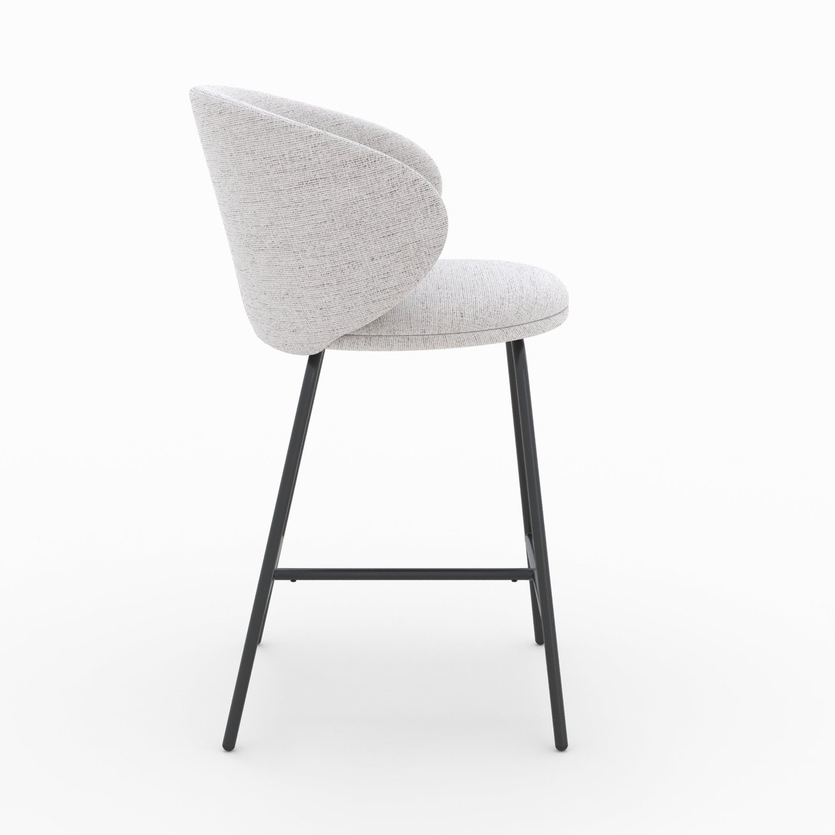 Lot de 2 chaises pour îlot central en tissu 68 cm - CÉCILIA gris clair chiné, MAISON PAVANE