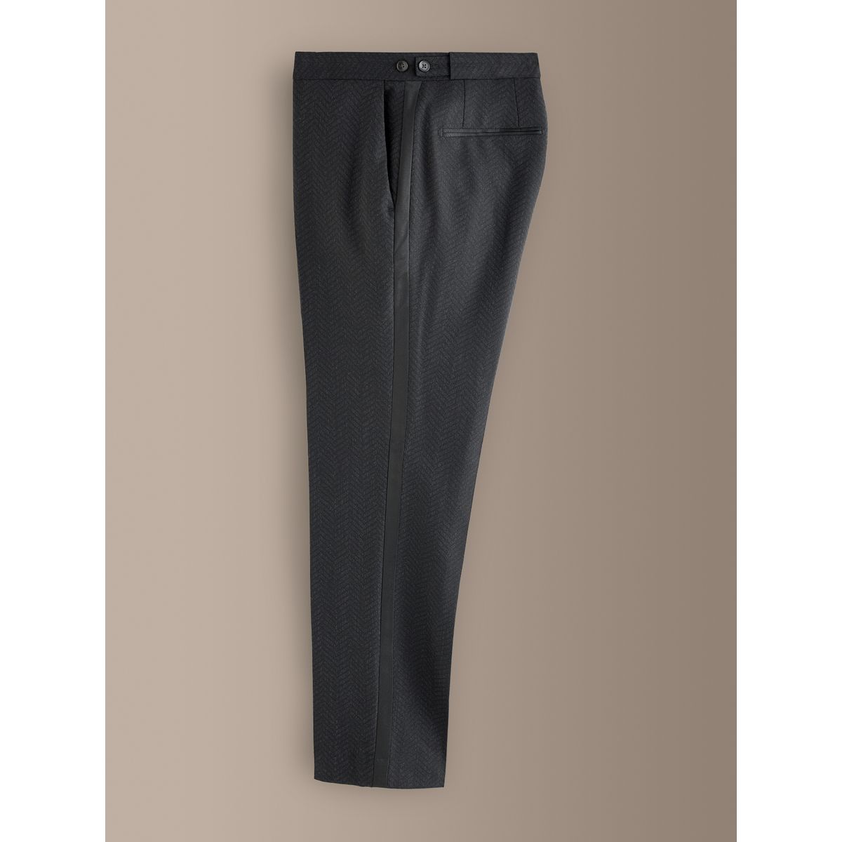Pantalon de smoking ajusté en laine signature noir, NEXT