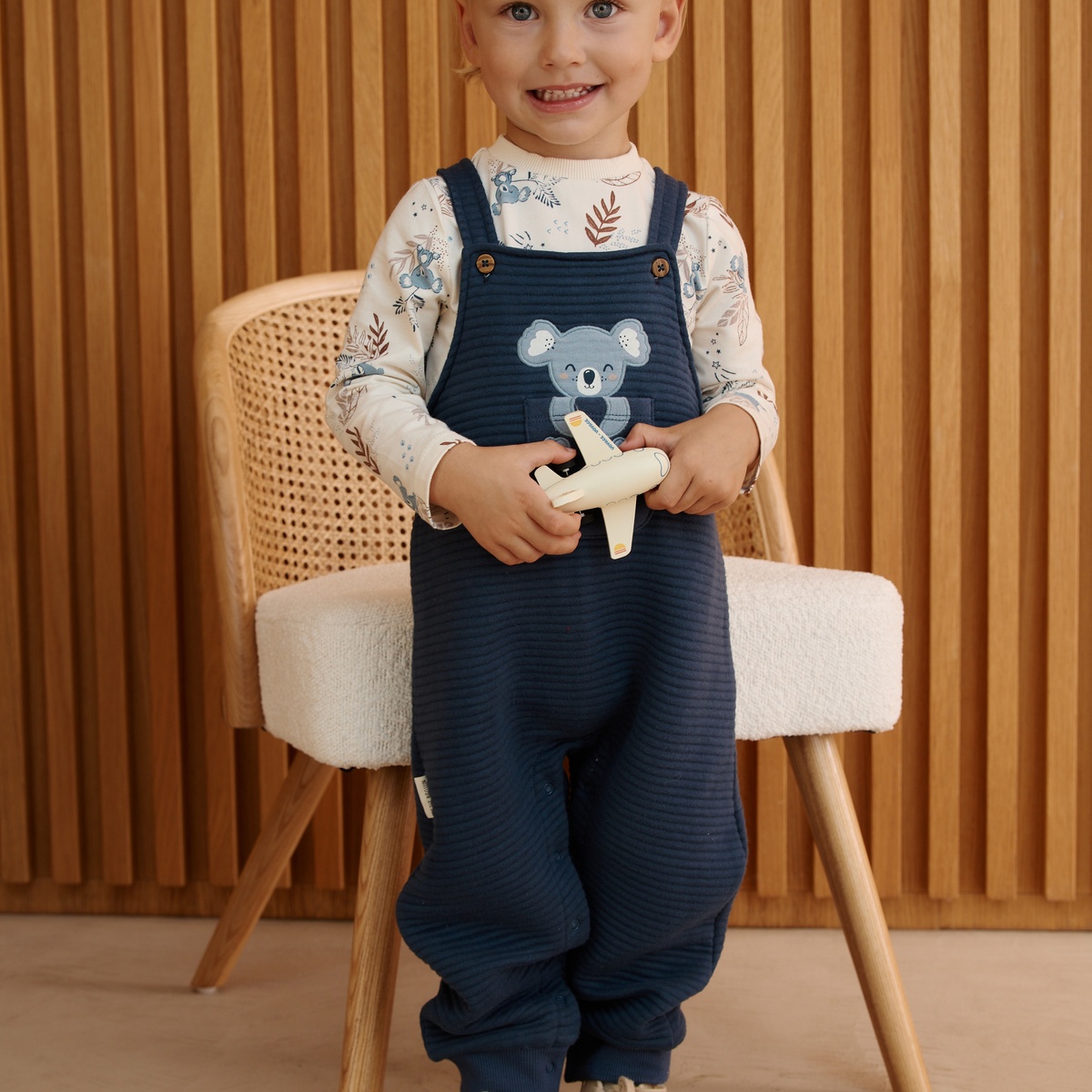 Ensemble salopette bébé et t-shirt Mathéo bleu, PETIT BEGUIN