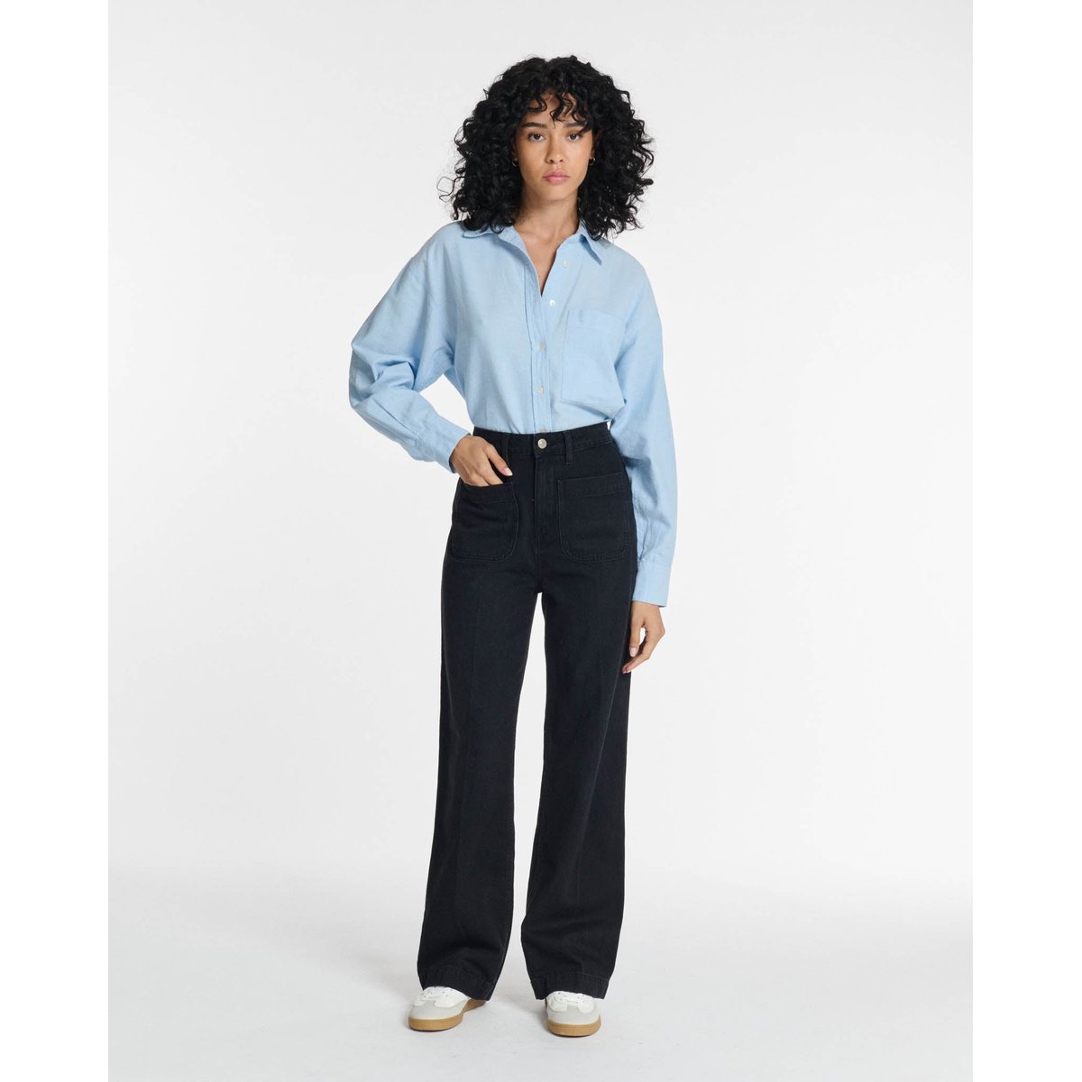 Jeans droit large taille haute regular bl 80, LABDIP