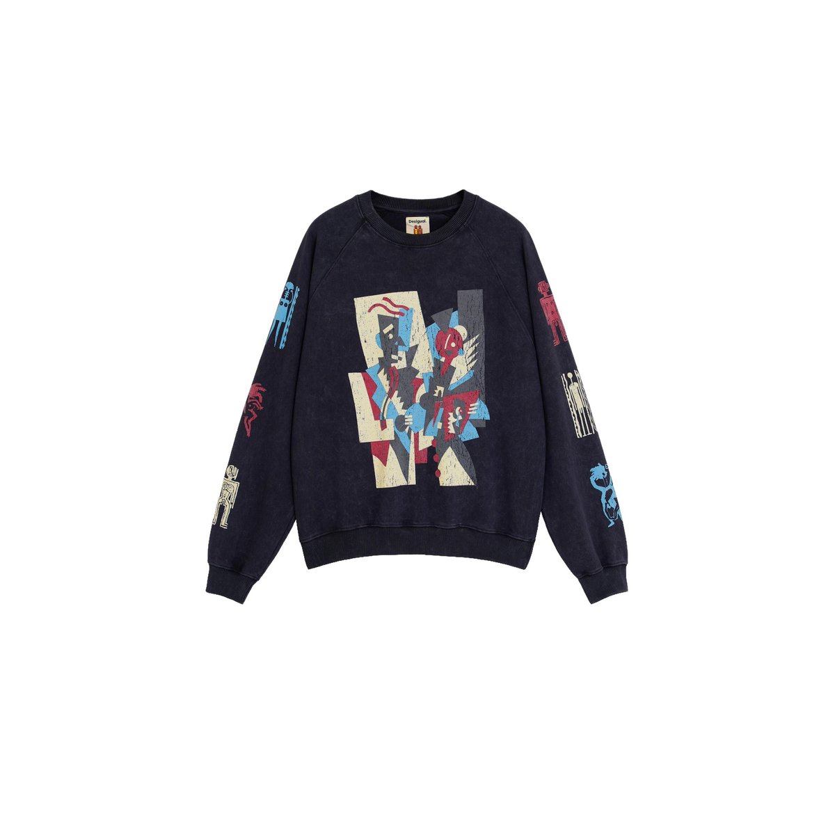 sweat vintage imprimée noir, DESIGUAL