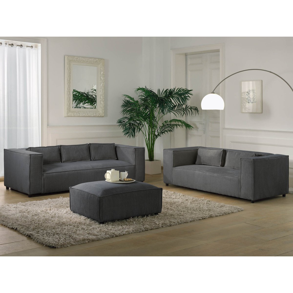 Canapé fixe 2 places - STELLA gris foncé, BEST MOBILIER
