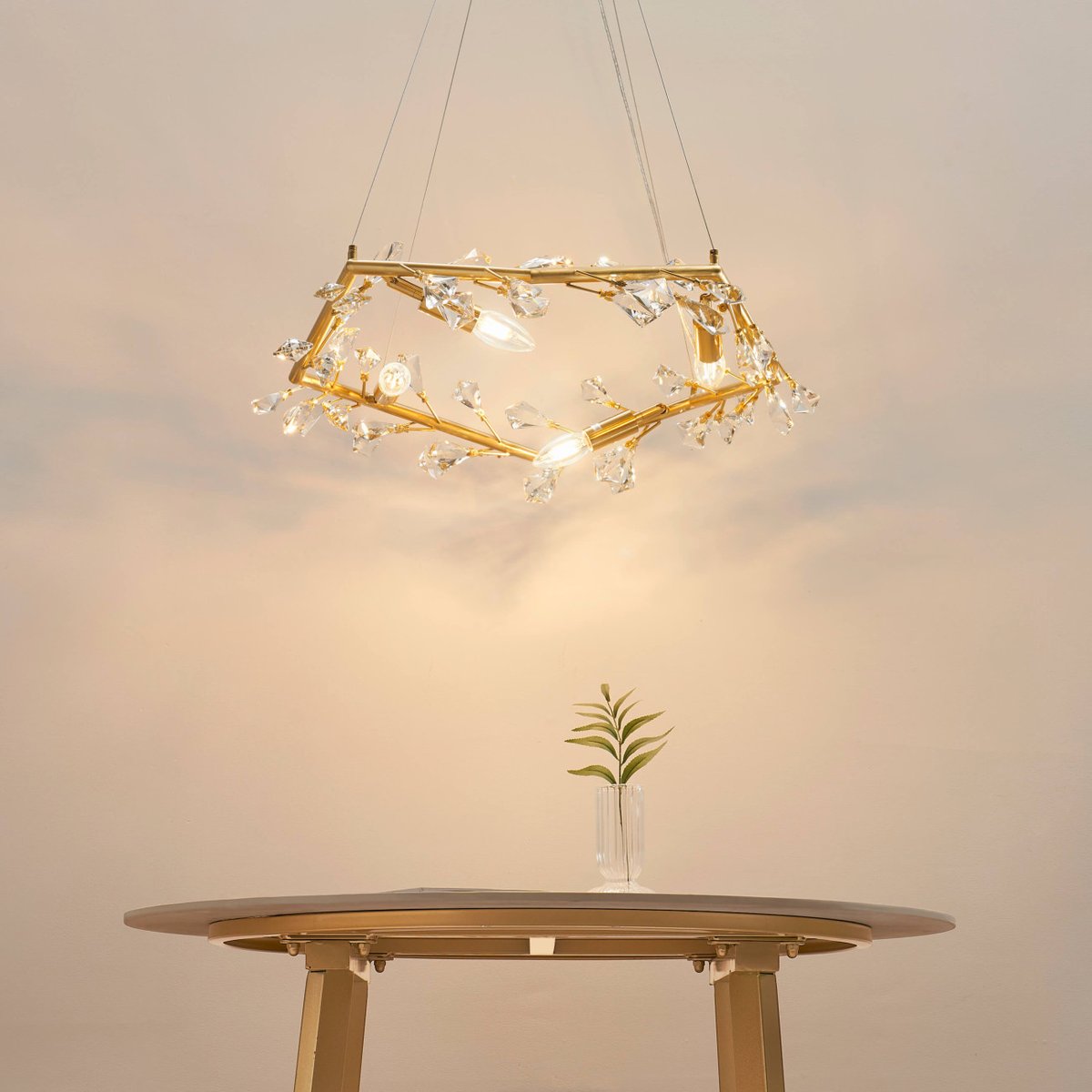 Suspension avec feuillage cristal - SOLARANA laiton, KOSILUM