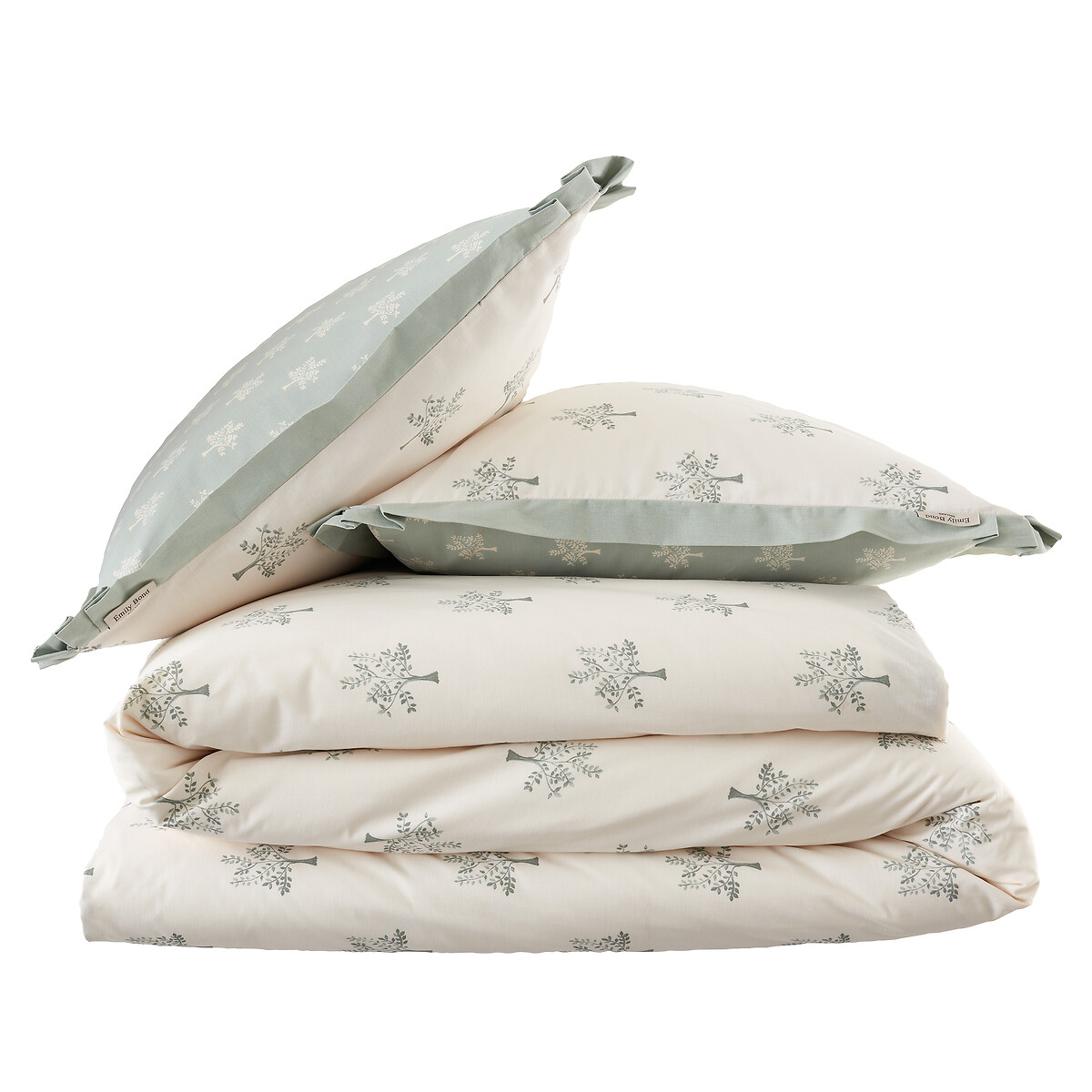 Dapplewood Trees Cotton Reversible Duvet Cover Set cream, EMILY BOND