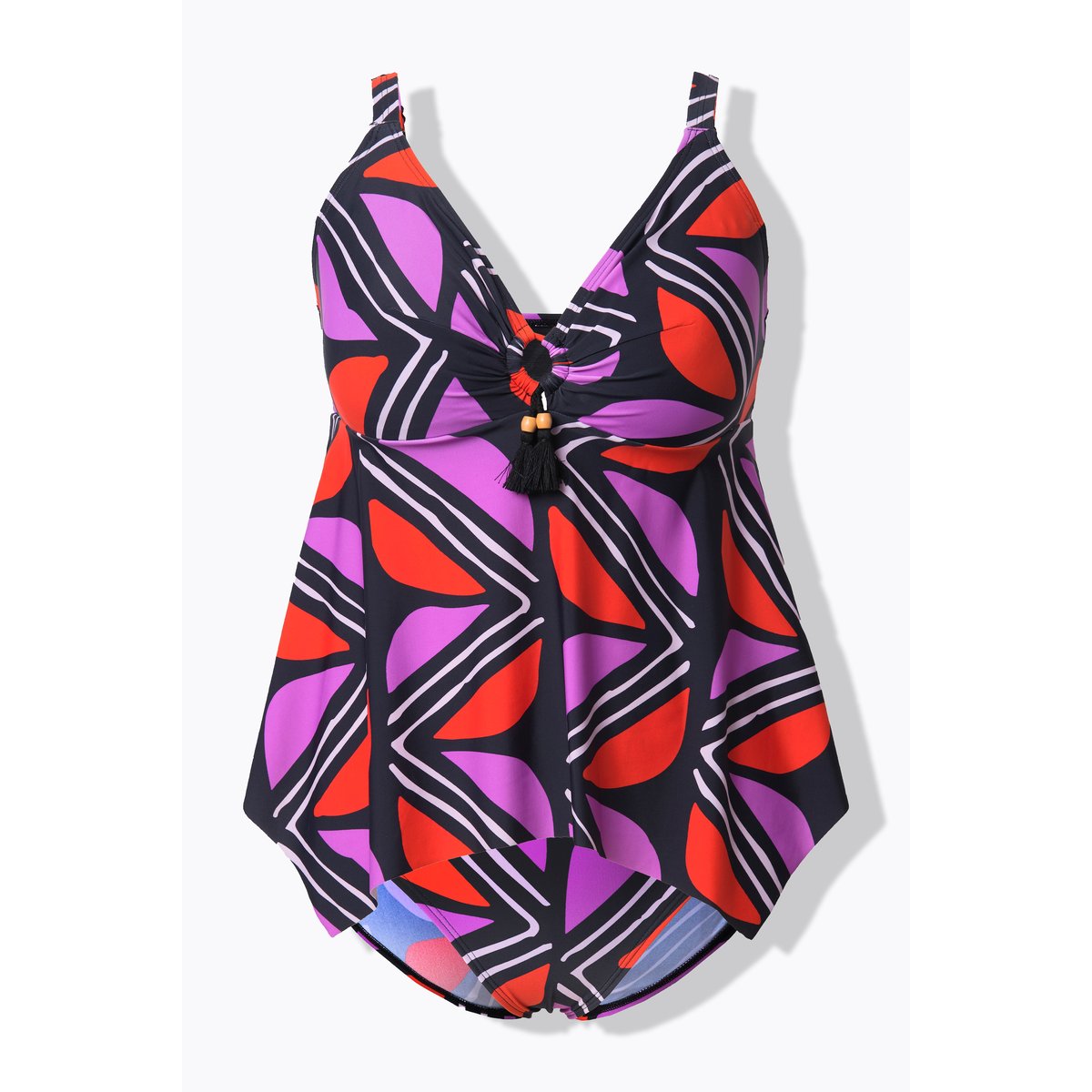Tankini à bonnets souples. Motif graphique. noir, ULLA POPKEN