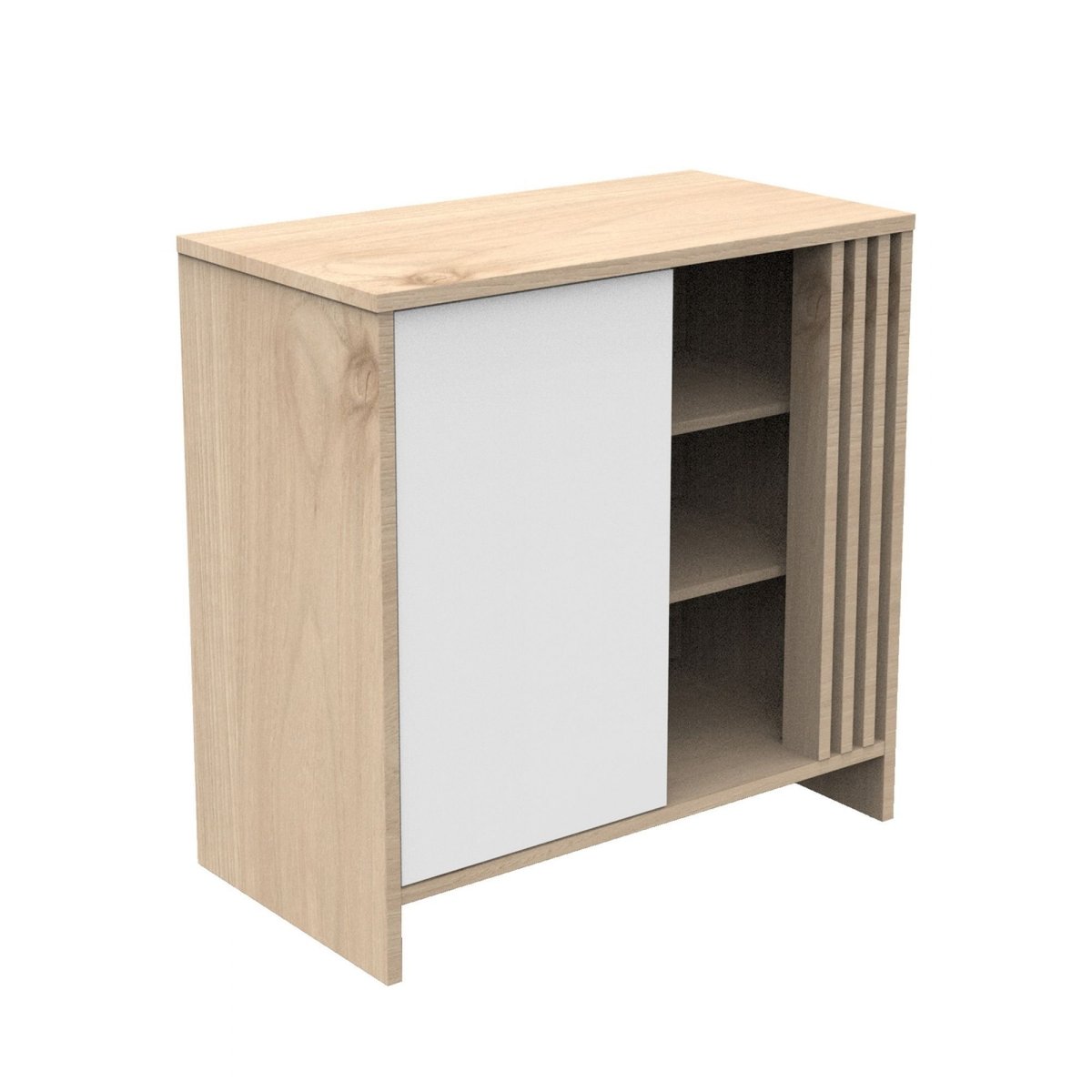 Commode porte et niches avec plan à langer amovible blanc, SAUTHON
