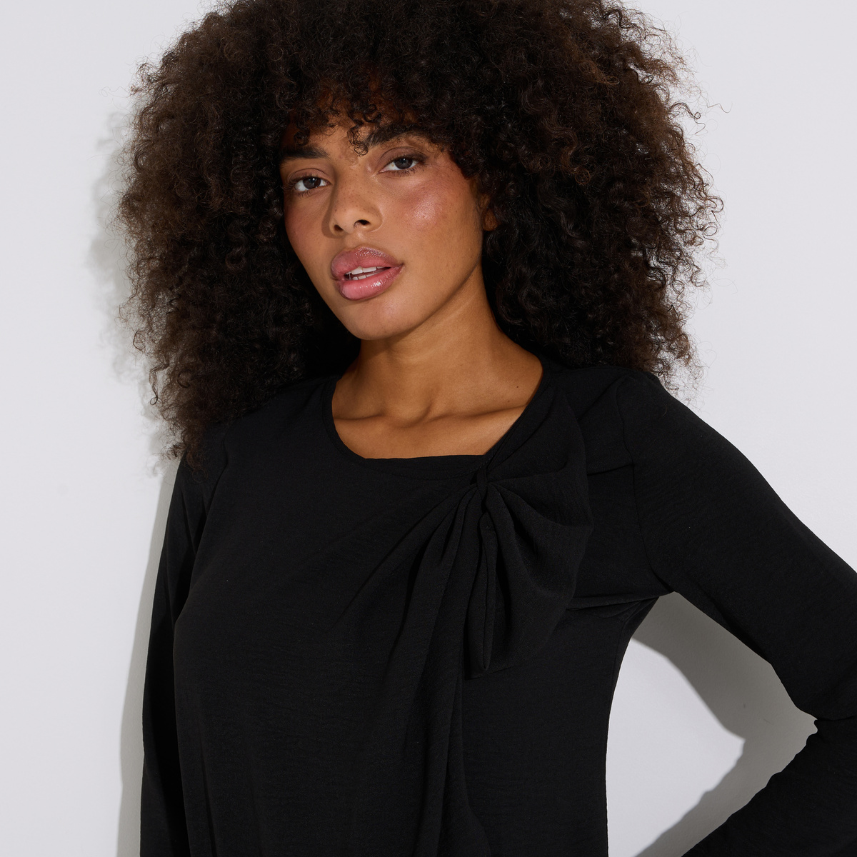 Robe courte à manches longues évasée noir, GRAIN DE MALICE
