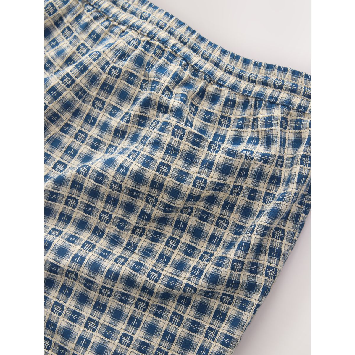 Short à carreaux texturés et cordon bleu marine/écru, NEXT