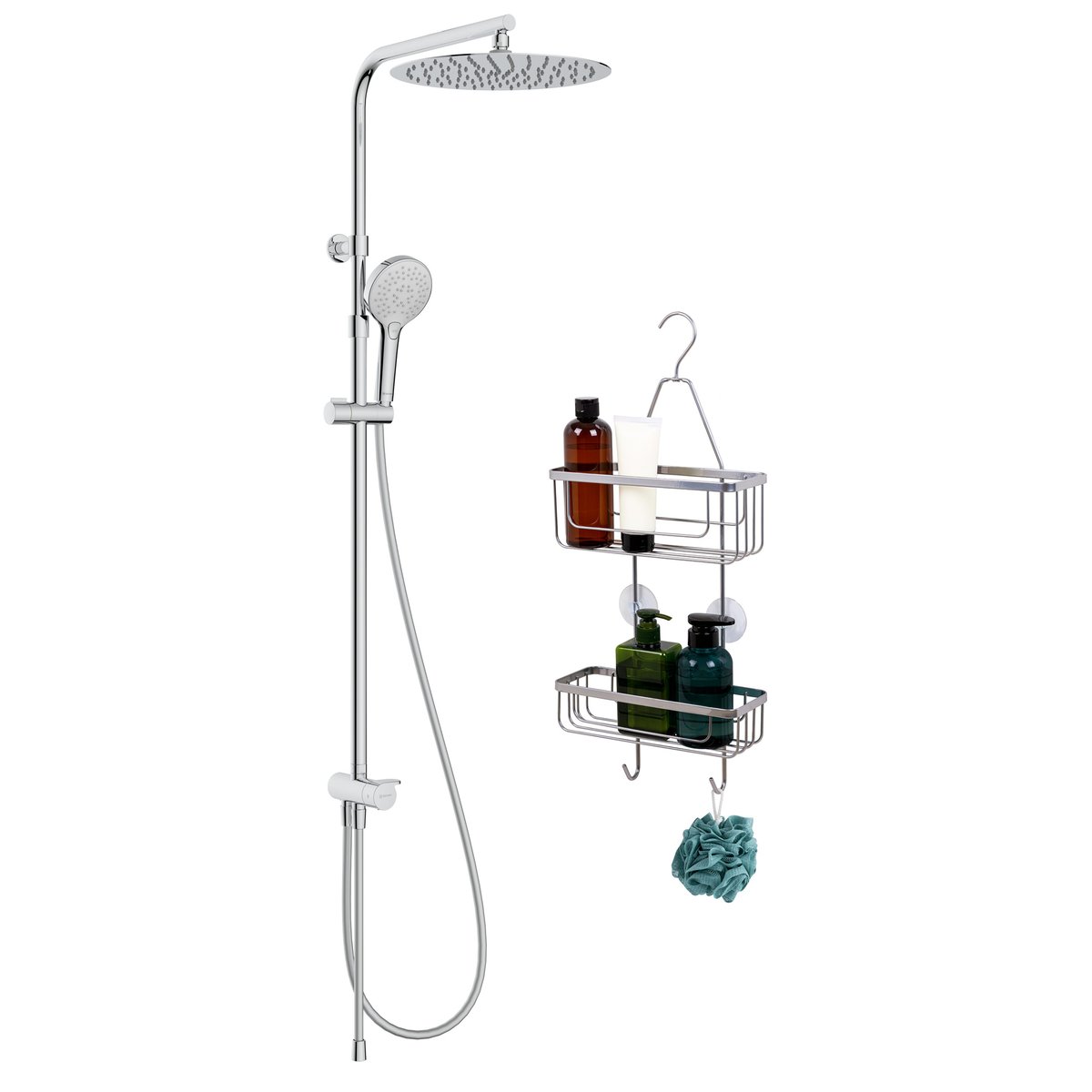 Colonne de douche sans robinet et étagère, ICONE chrome, SENSEA