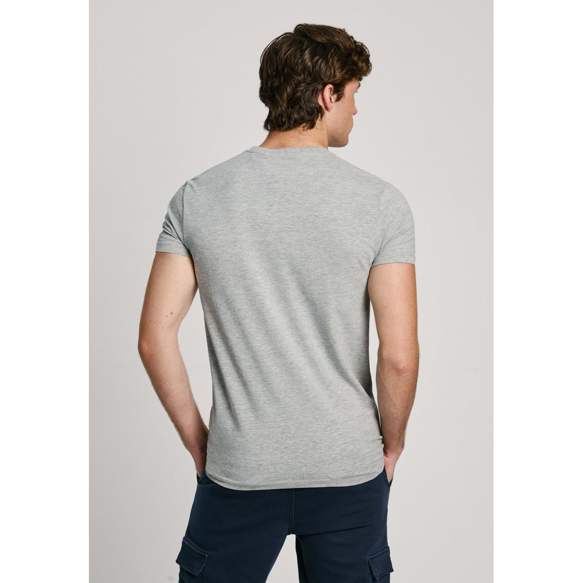T-Shirt Coupe Slim Avec Logo gris chine, PEPE JEANS