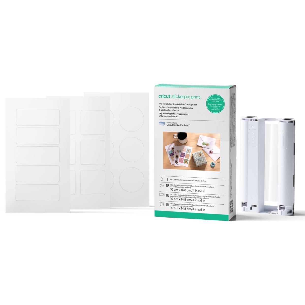 Accessoire Stickers LT 18 rect +18ronds+ 2 encres couleur unique, CRICUT