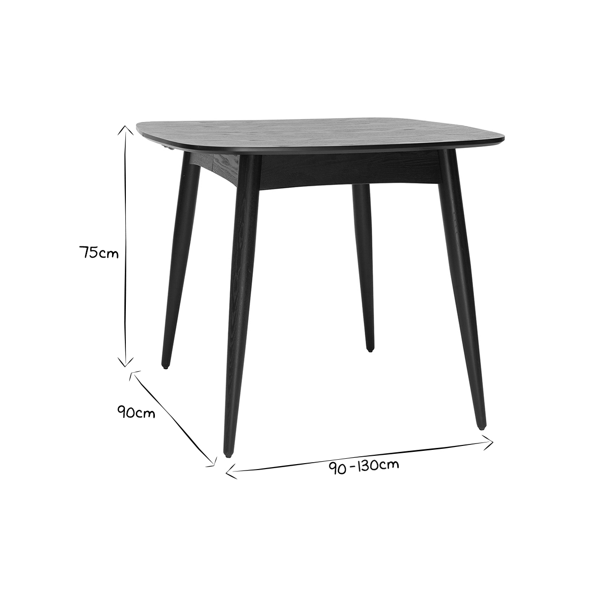 Table à manger extensible carrée en bois L90-130 cm NORDECO noyer, MILIBOO