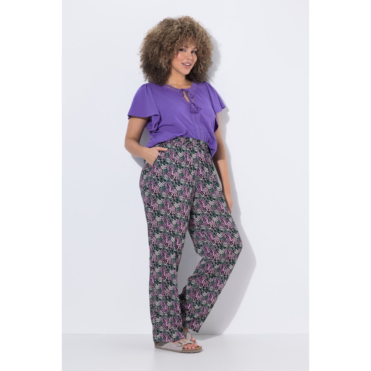 Pantalon Rose avec imprimé noir, ULLA POPKEN