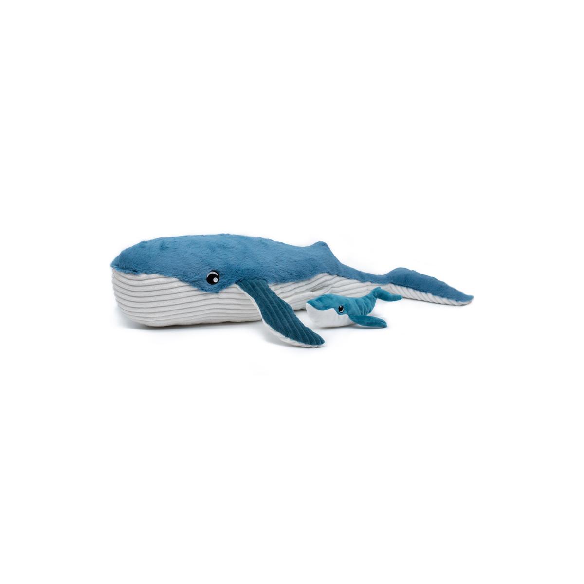 Peluche Gravillou baleine maman et bébé bleu, blanc, LES DEGLINGOS