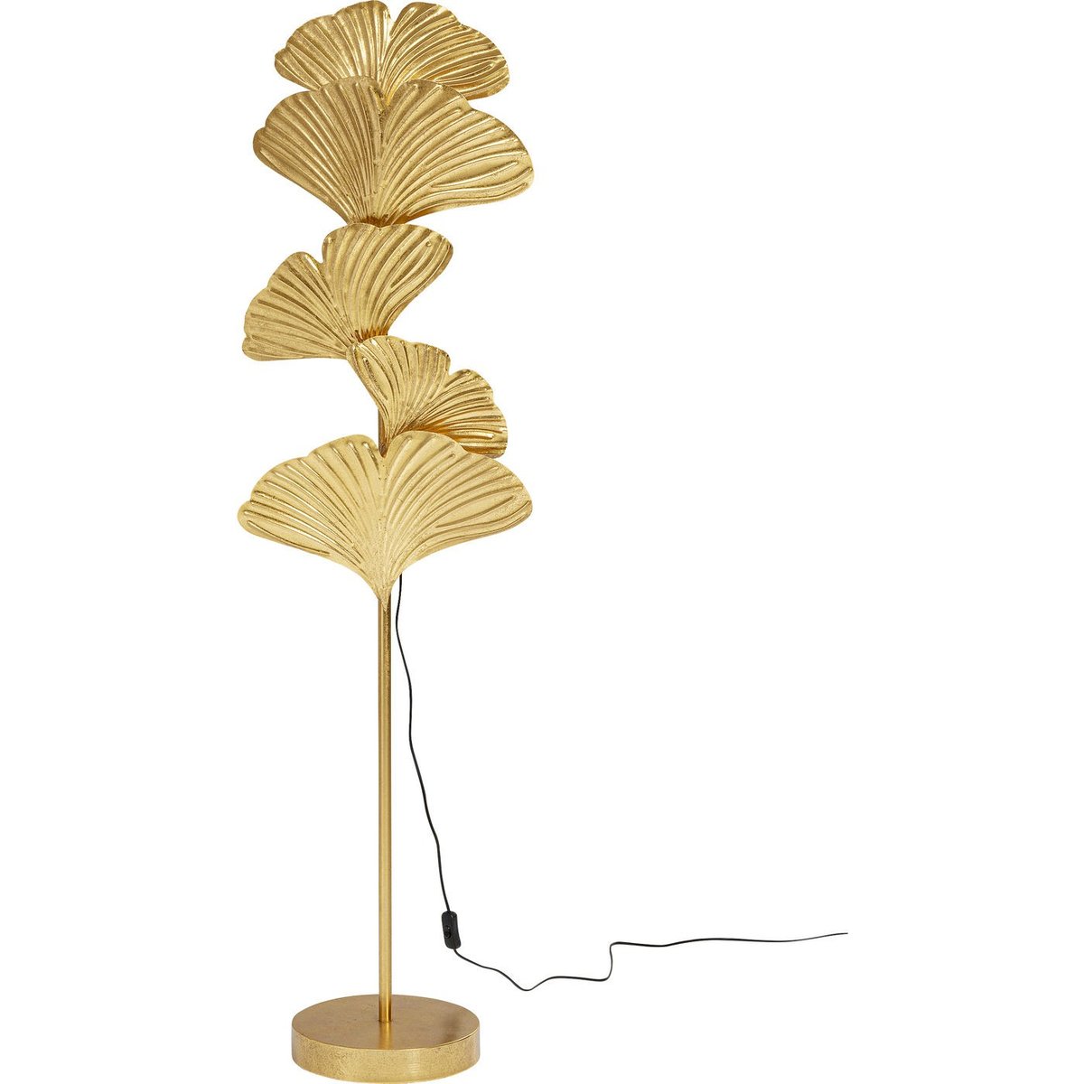 Lampadaire feuilles de ginkgo en acier or, KARE DESIGN