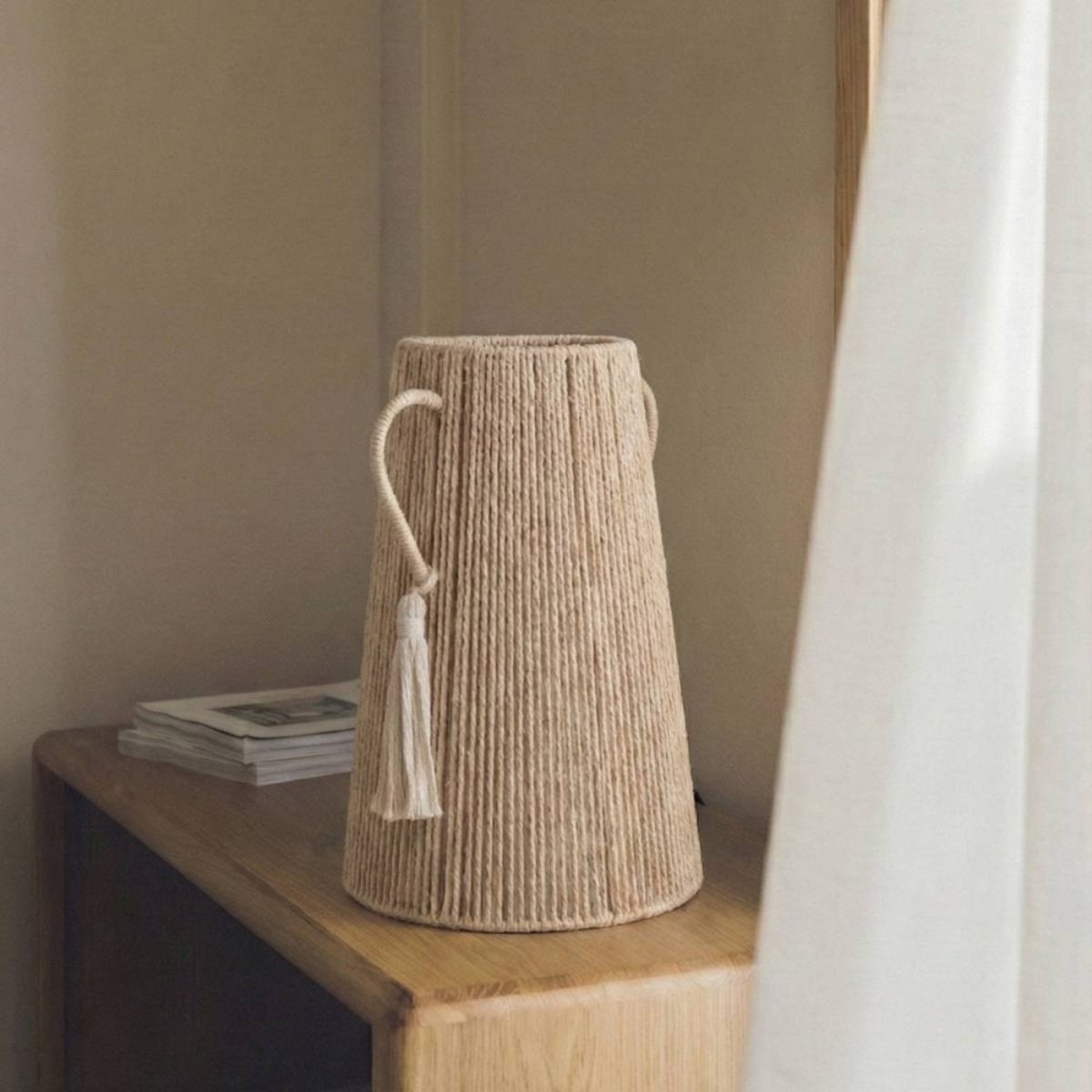 Vase en corde, H29cm beige, ORNAMI