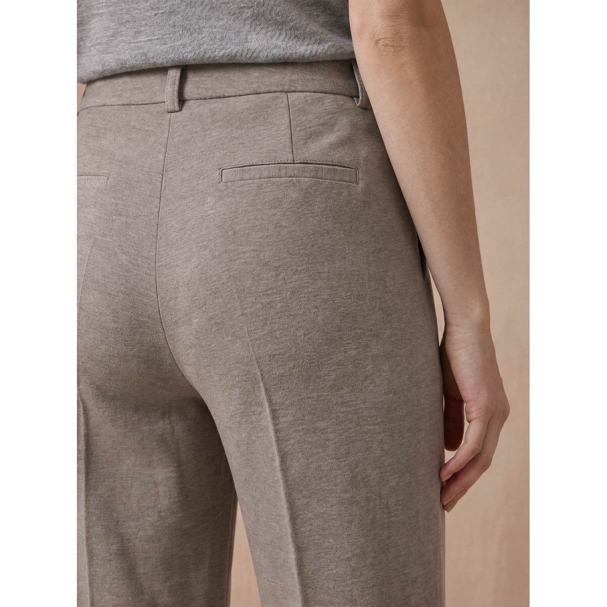 Pantalon droit long maille milano chiné vison, DAXON