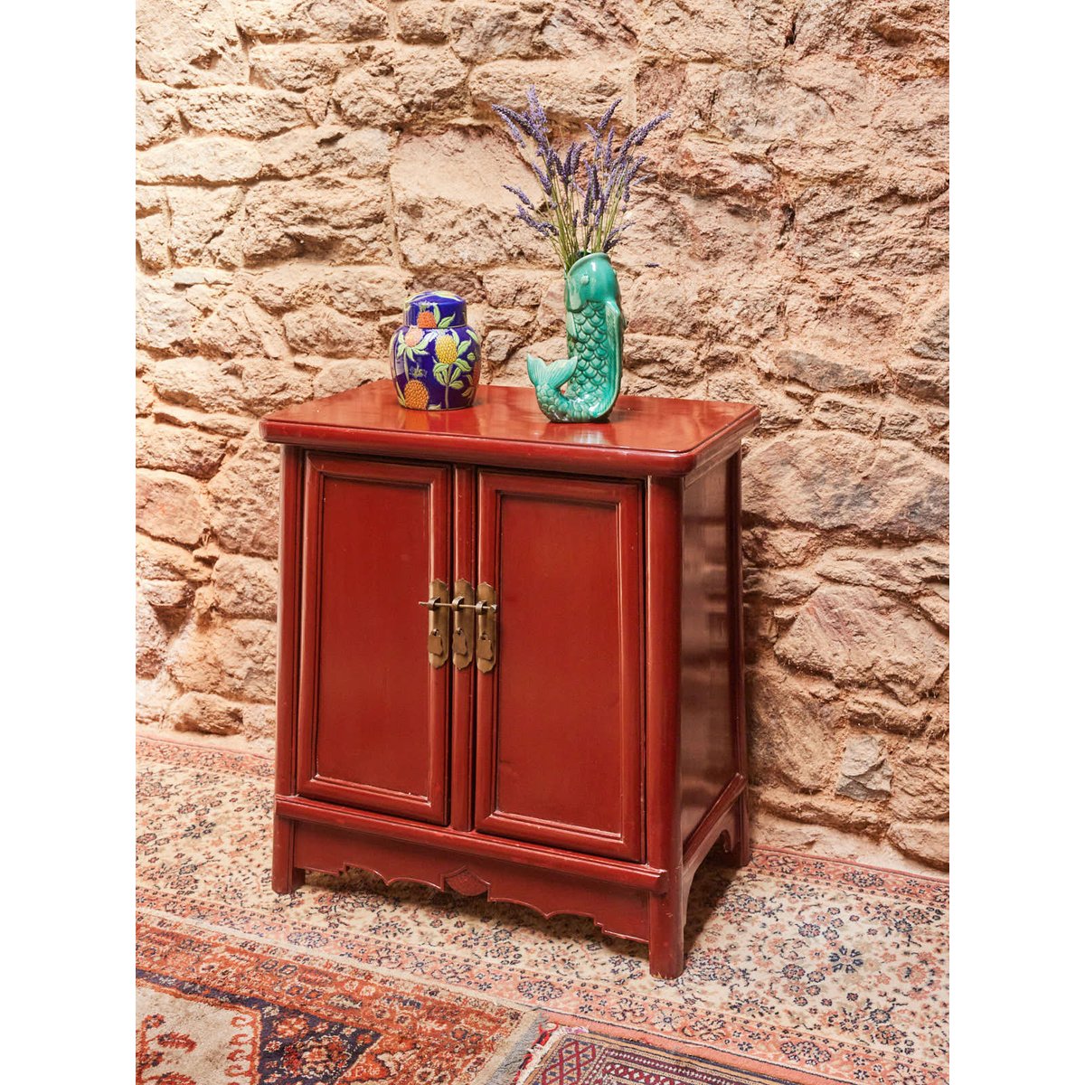 Buffet en bois chinois Gilbert N°1630 - Bon état rouge, DEBONGOUT