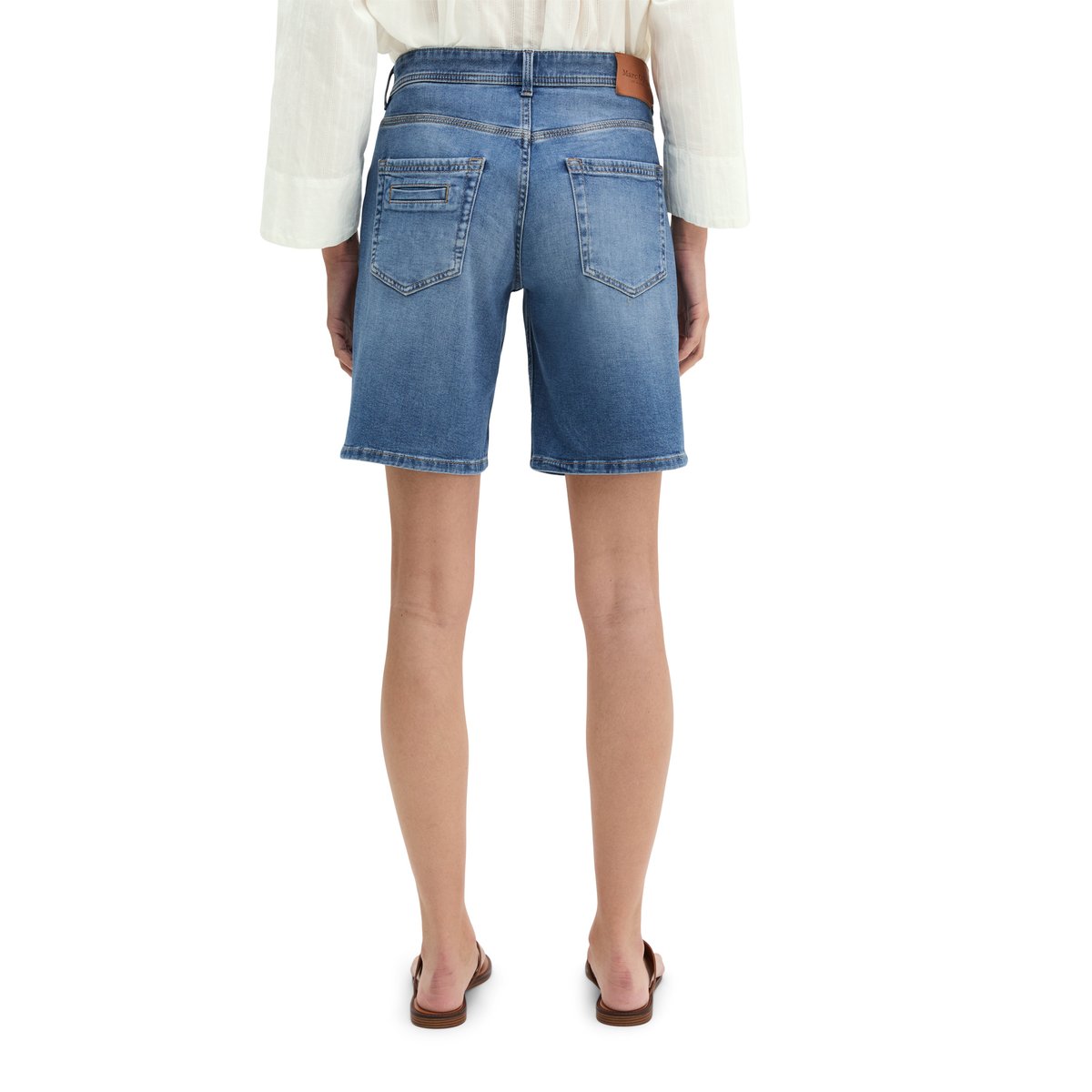 Short en jean loose en stretch doux Organic Cotton-Lyocell bleu clair, MARC O'POLO