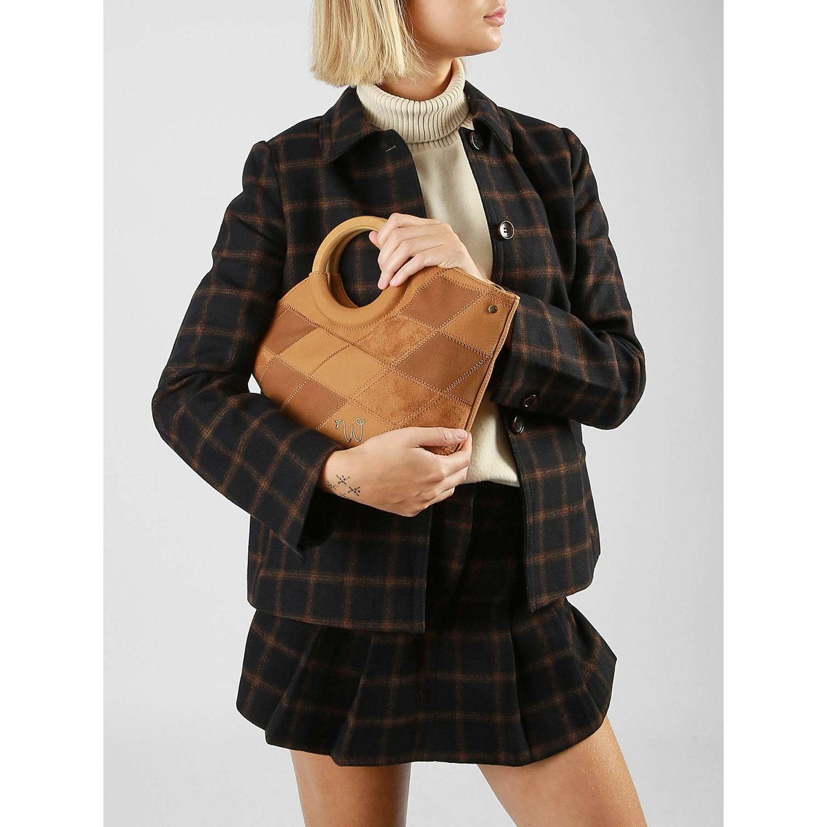 Sac bandoulière Neflier patchwork camel, WOOMEN