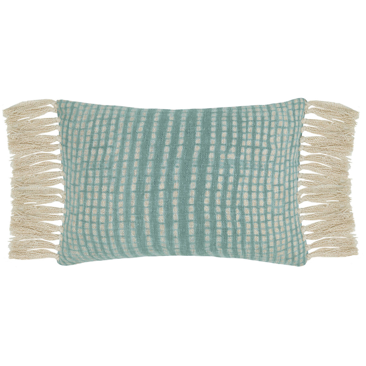 Elkford Geometric Fringed Cushion duck egg blue, VOYAGE MAISON