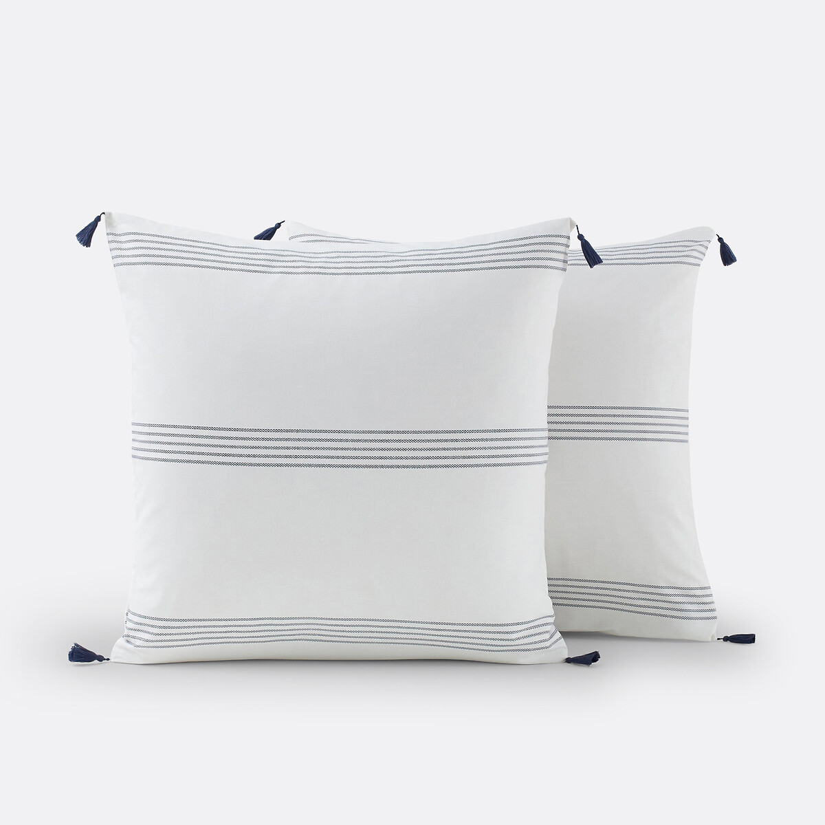 Taie d’oreiller coton, Riad blanc rayures bleues, LA REDOUTE INTERIEURS