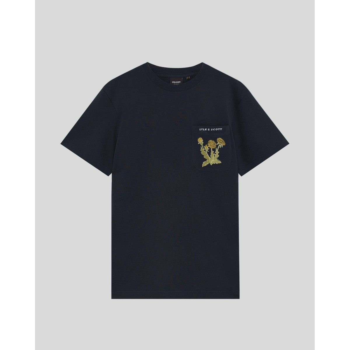 T-shirt botanique brodé poche bleu foncé marine, LYLE & SCOTT