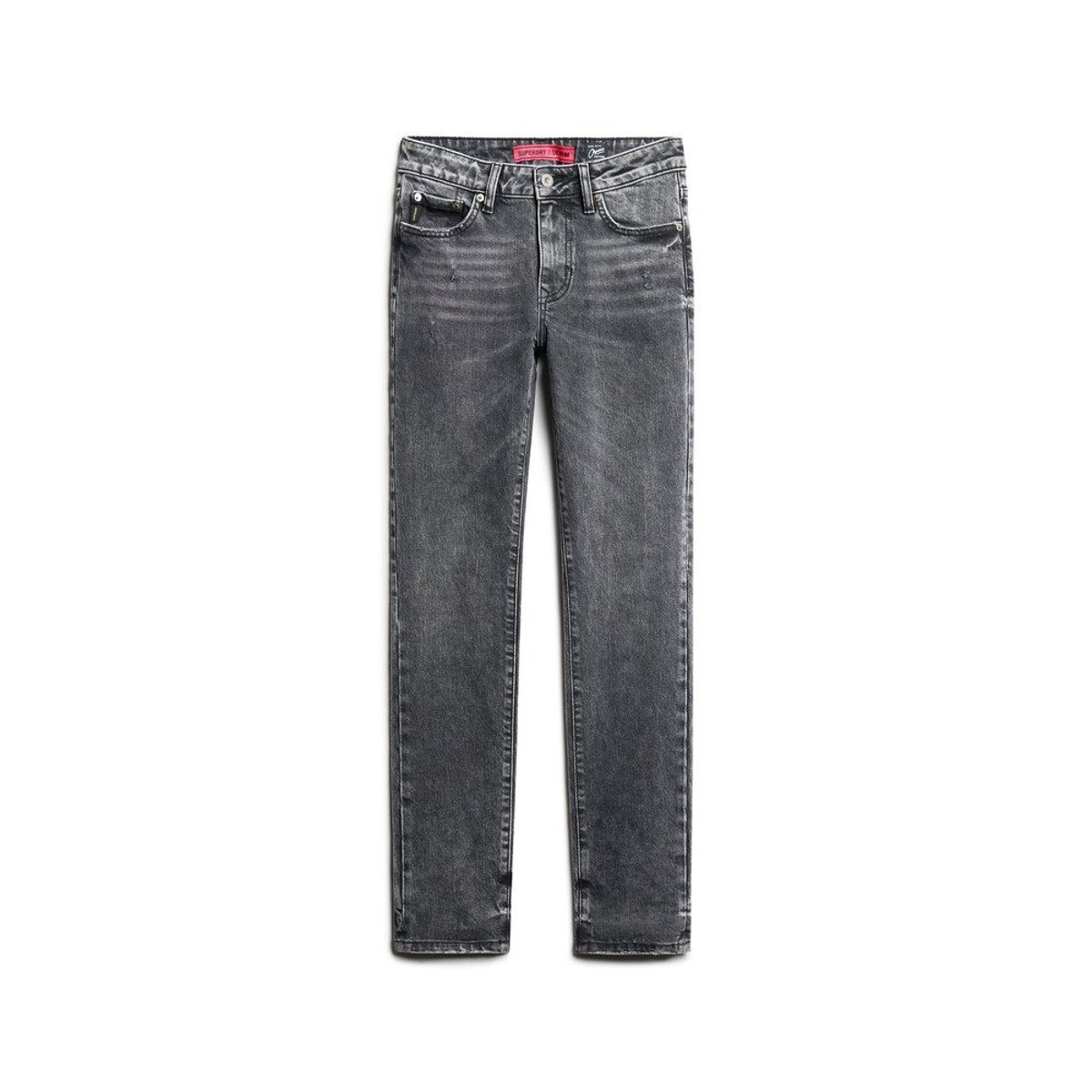 Jean slim taille mi-haute en coton biologique noir écho, SUPERDRY