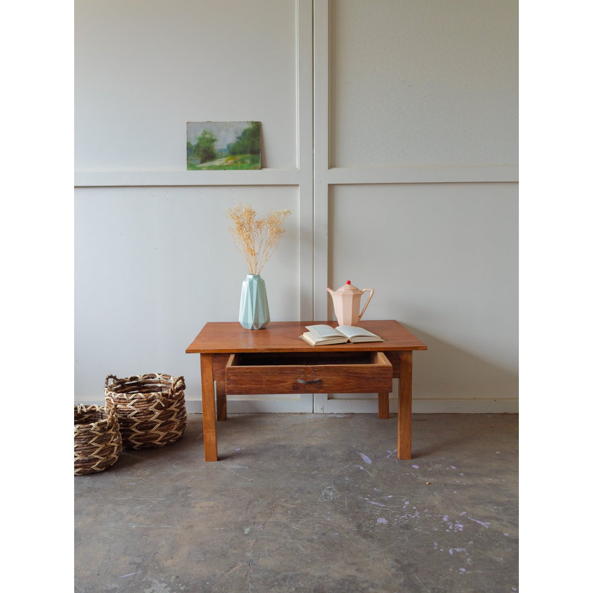 Table basse en bois Léonie N°472 - Bon état bois foncé, DEBONGOUT