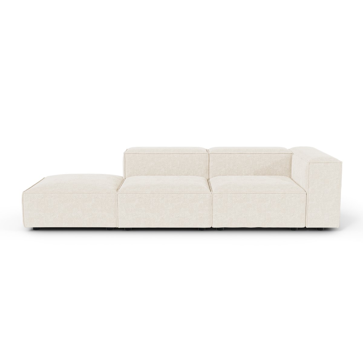 Canapé modulable 5 places en velours chenillé CUBI crème, SIA HOME