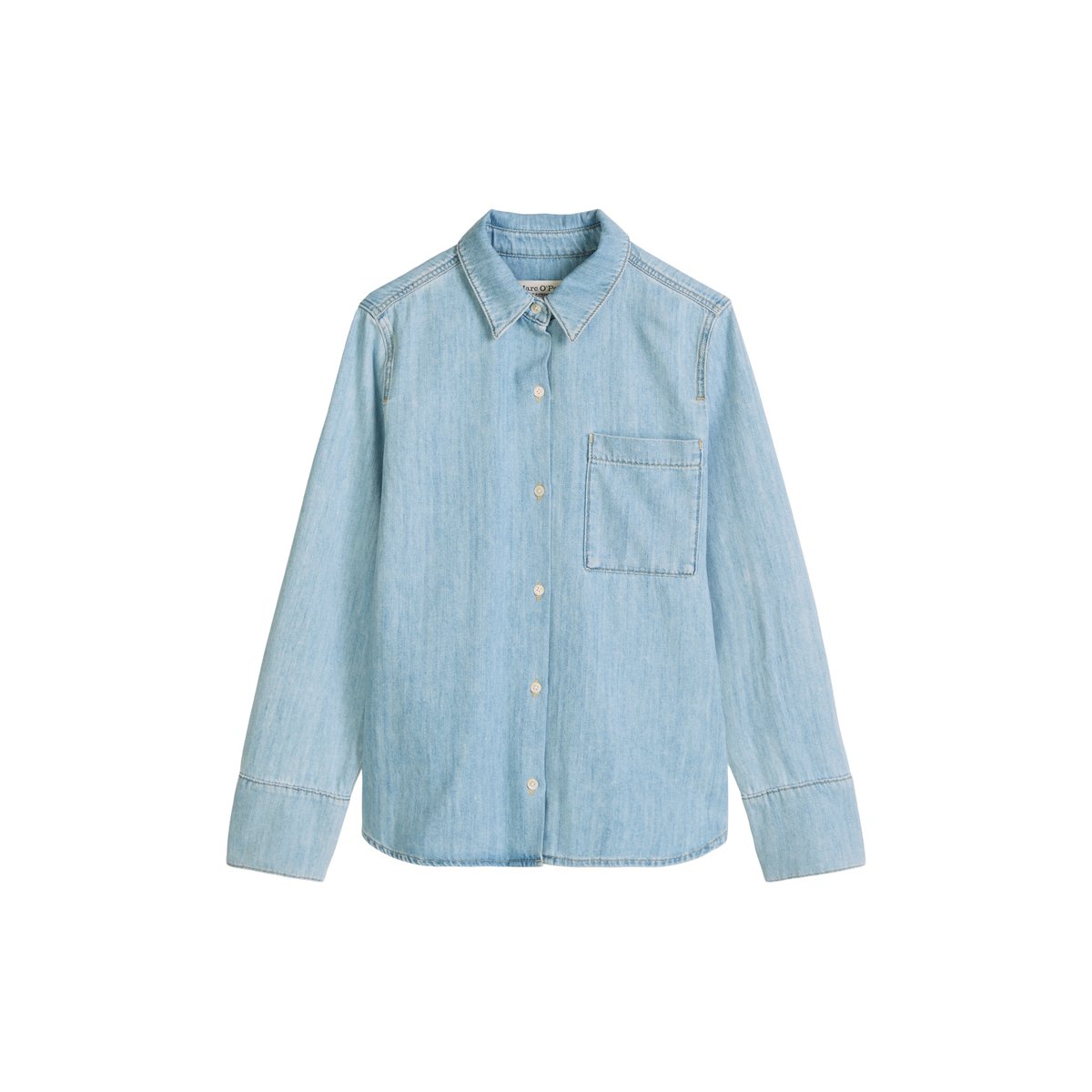 Blouse en jean regular A-Shape en coton organique fluide bleu clair, MARC O'POLO