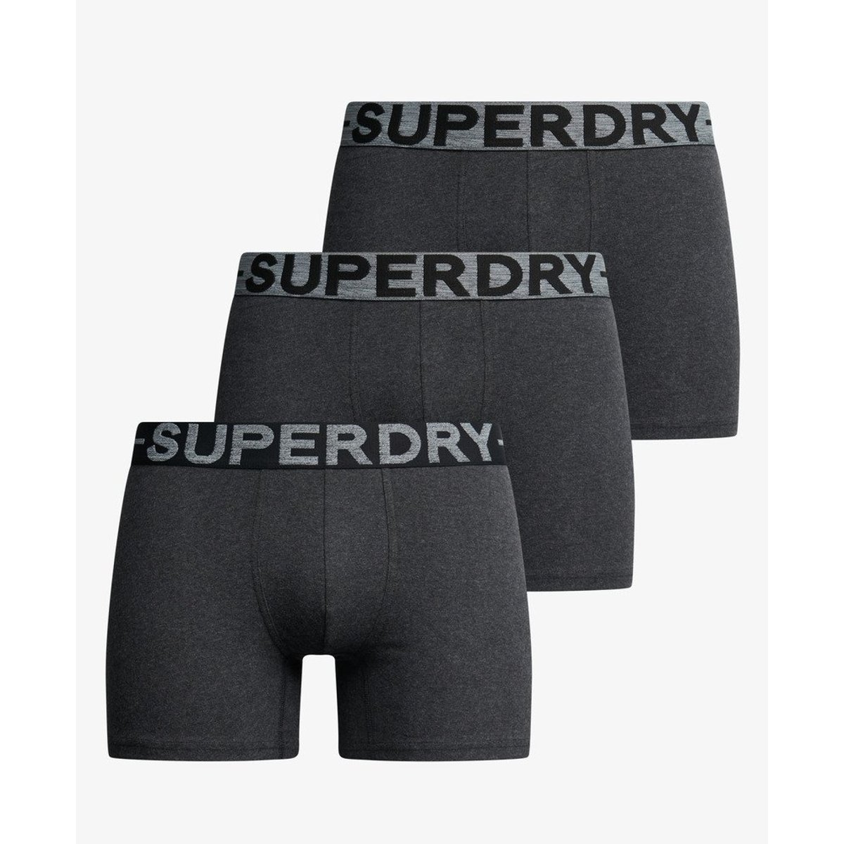 Lot de trois boxers en coton bio noir corbeau chiné, SUPERDRY