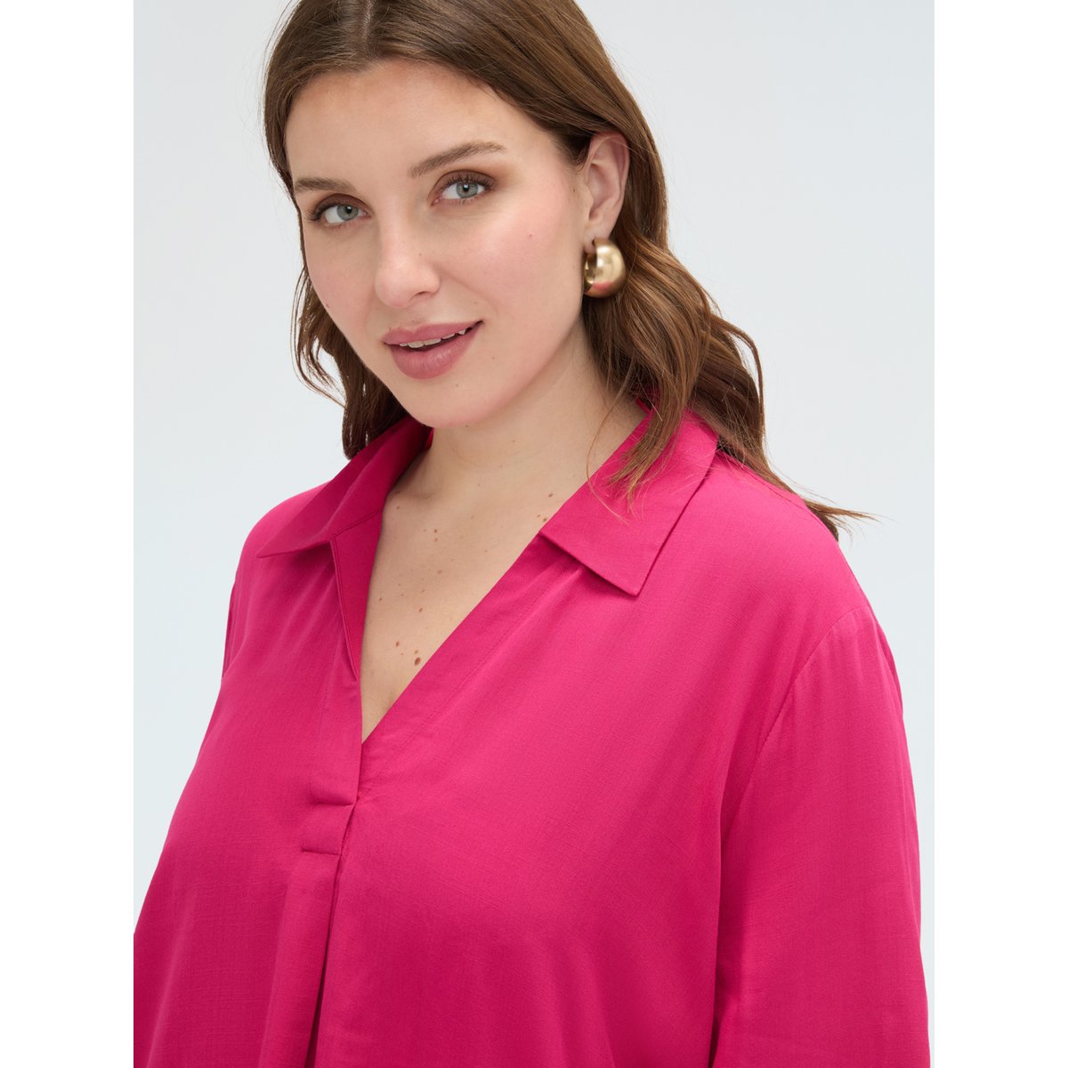 Blouse boxy avec col polo fuchsia, FIORELLA RUBINO