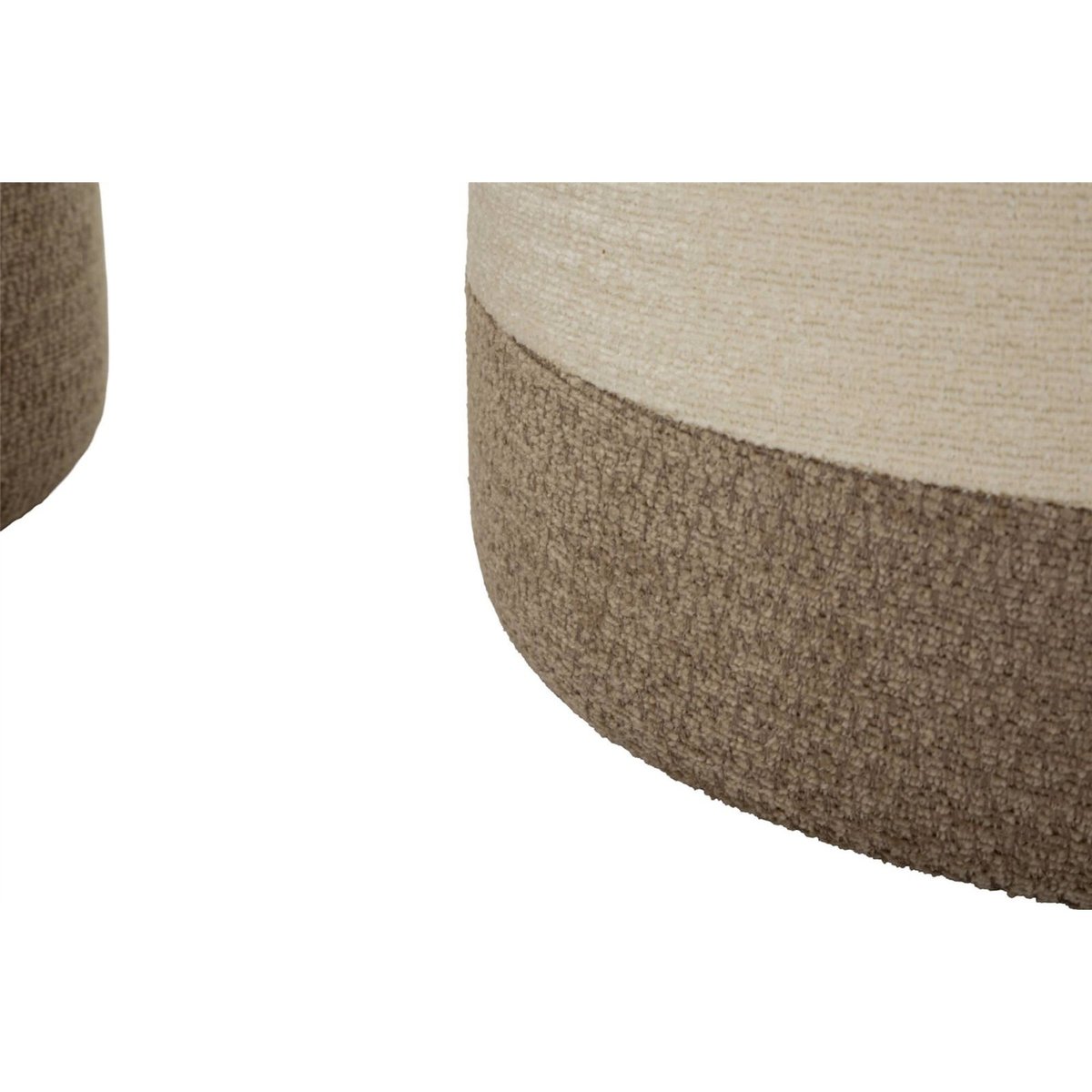 Duo de poufs coffre plateau amovible MODERN marron et crème, RECOLLECTION
