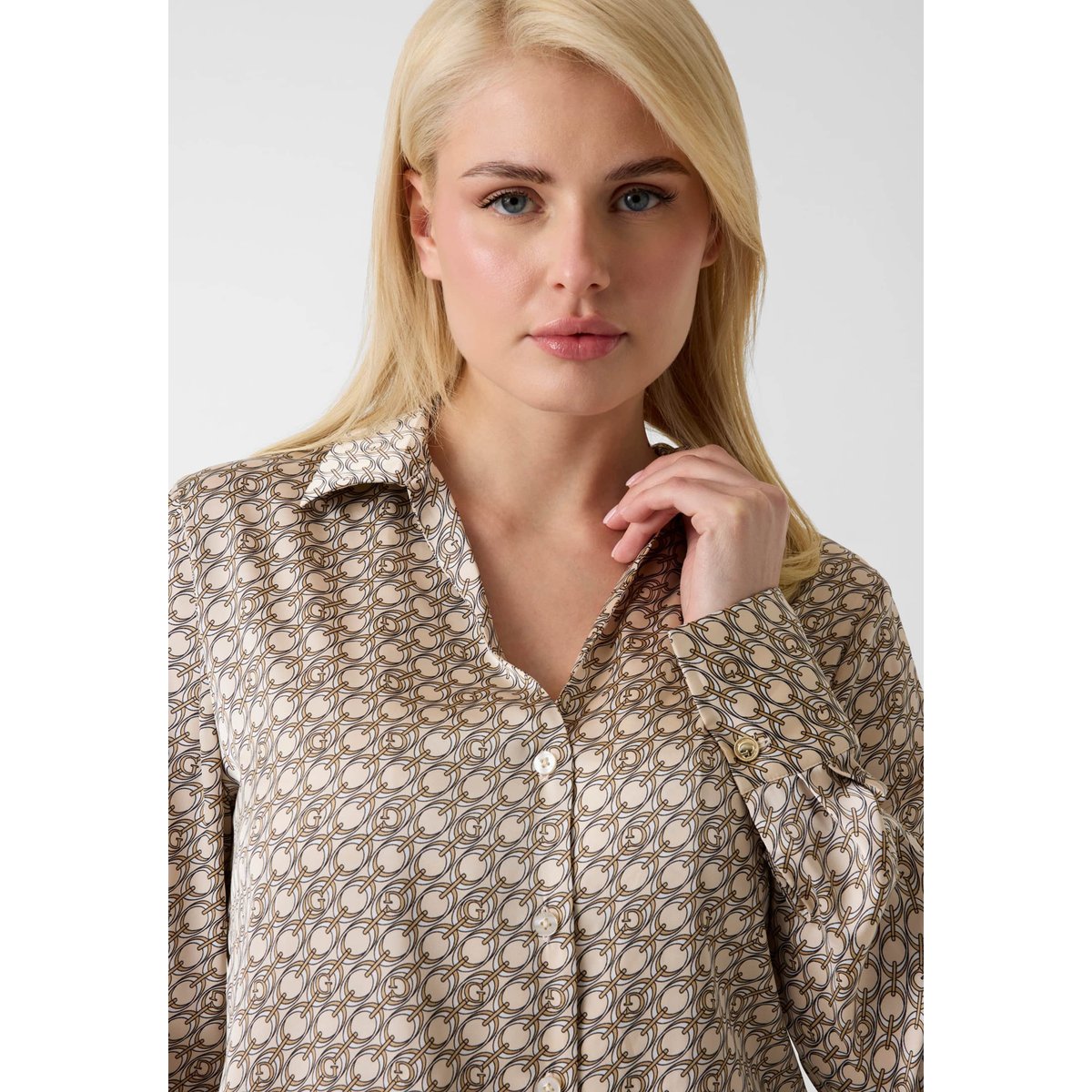 Chemise En Satin beige multi, GUESS