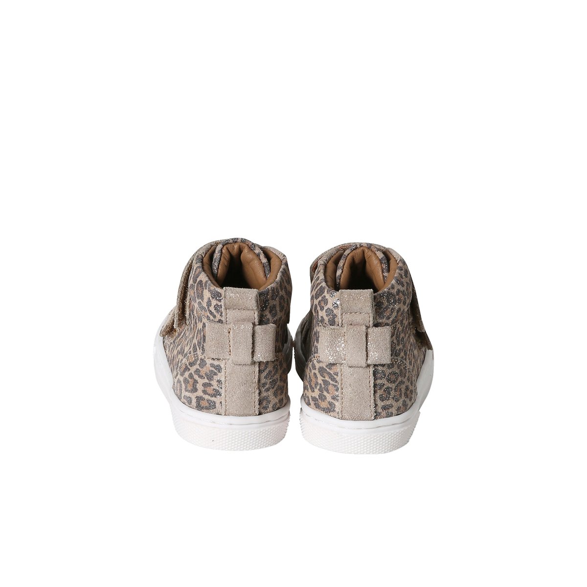 Basket cuir à scratchs beige imprimé, VERTBAUDET