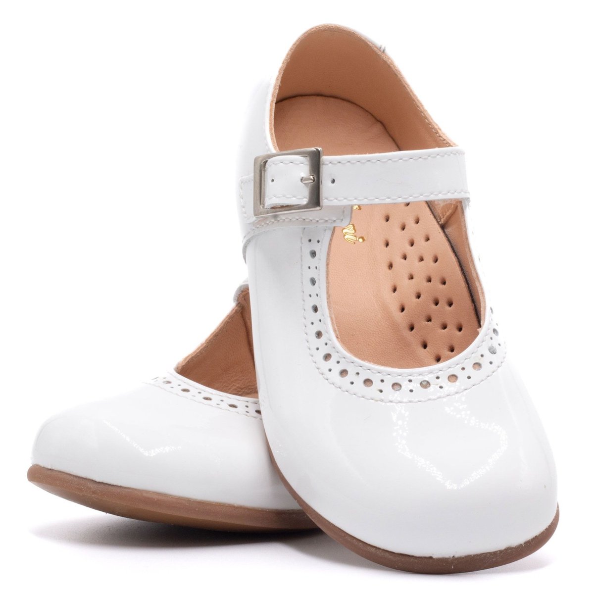 Chaussures cérémonie bébé fille en cuir, à boucle - BONI MINI-ANAIS blanche, BONI&SIDONIE