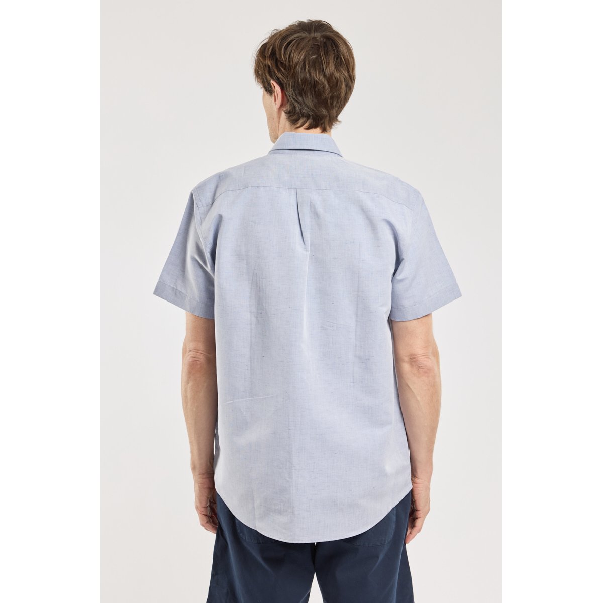 Chemise coupe confort - coton et lin moody blue, ARMOR-LUX