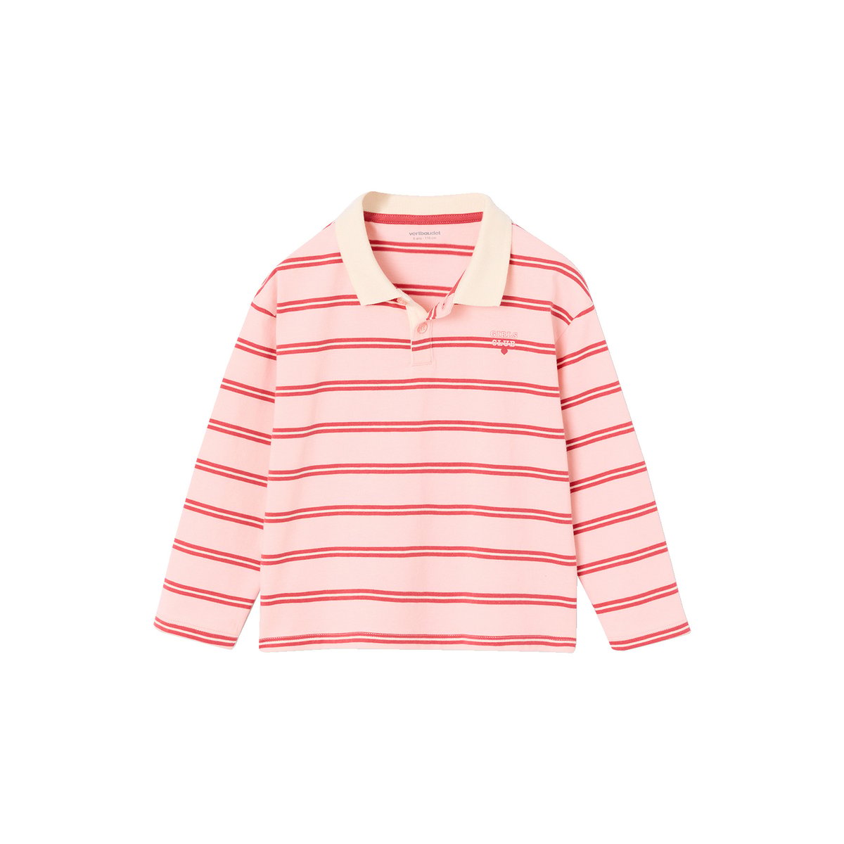 Polo manches longues rose bonbon, VERTBAUDET