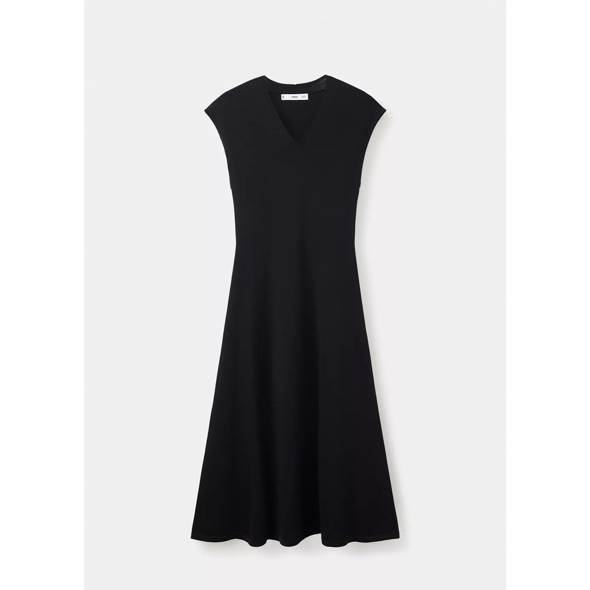 Robe en maille col V noir, MANGO