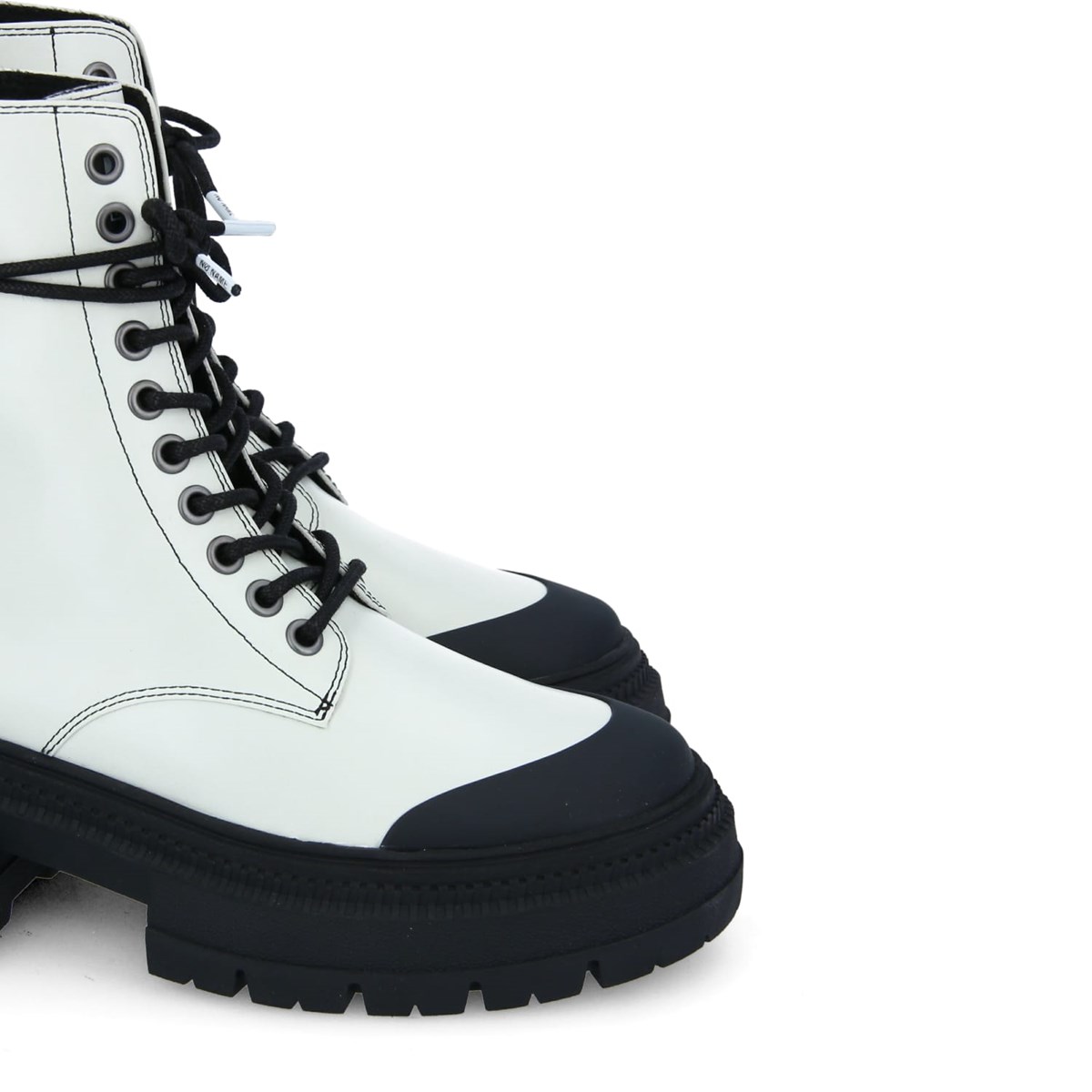 Bottines À Lacets En Cuir Recyclé Strong Ranger Boots blanc, NO NAME