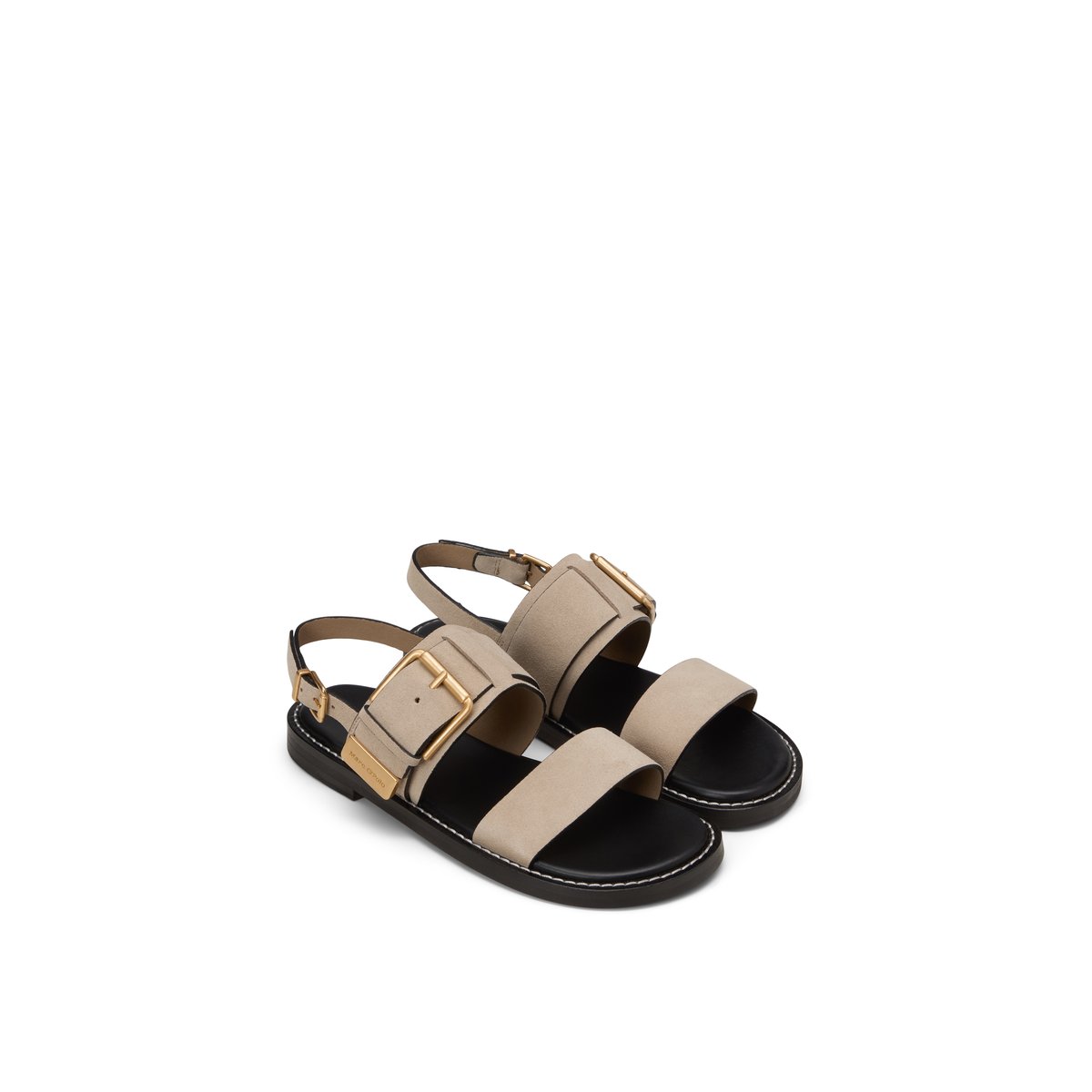 Sandale modèle Stina en cuir velours doux marron clair, MARC O'POLO