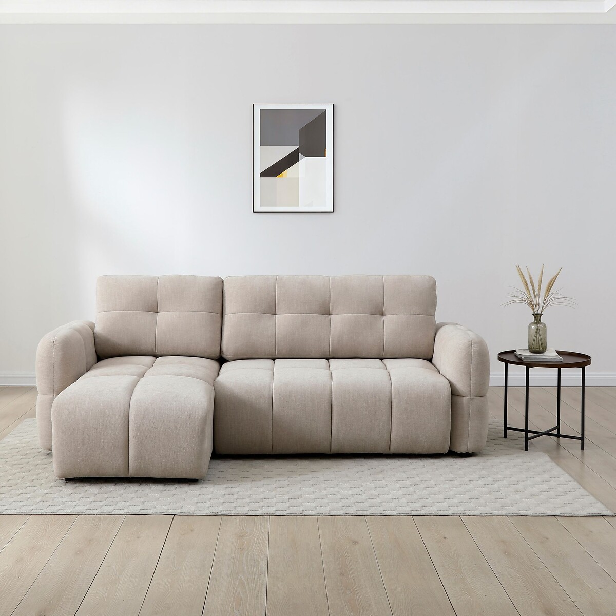 Maren Chenille Quilted Corner Sofabed light taupe, ÉDITÉ