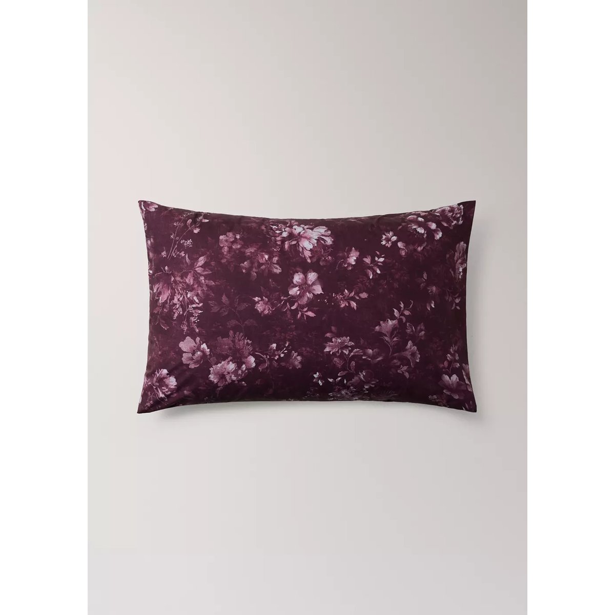 Taie d’oreiller 100 % coton floral 50 x 75 cm lie de vin, MANGO HOME