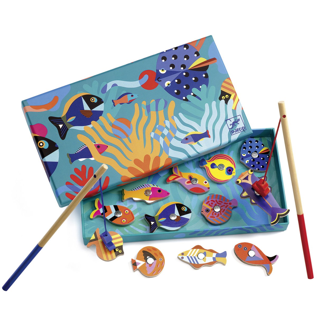 Jeu de pêche bleu, orange, rouge, DJECO