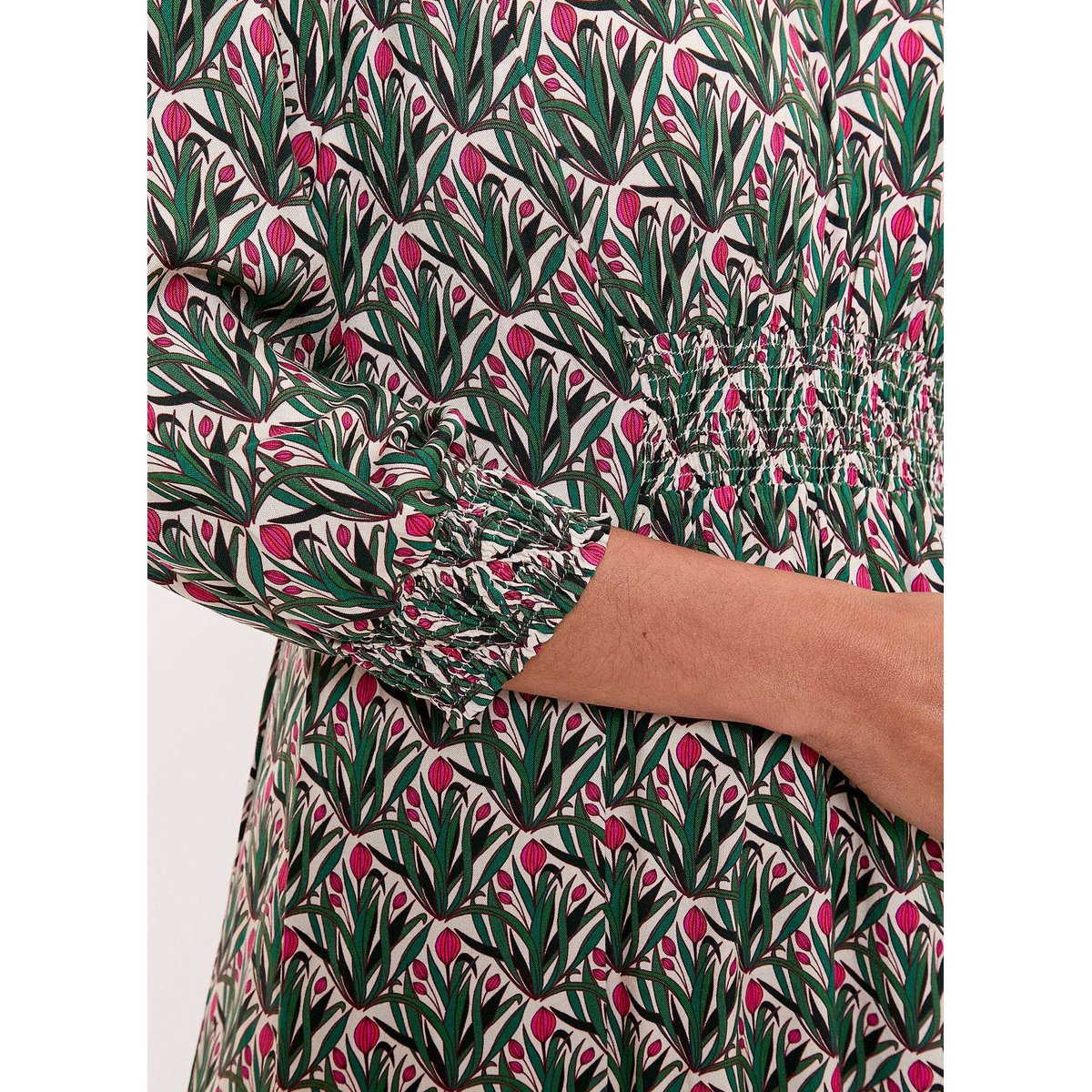 Robe midi imprimée fluide YARA vert sapin zefania, LA FIANCÉE